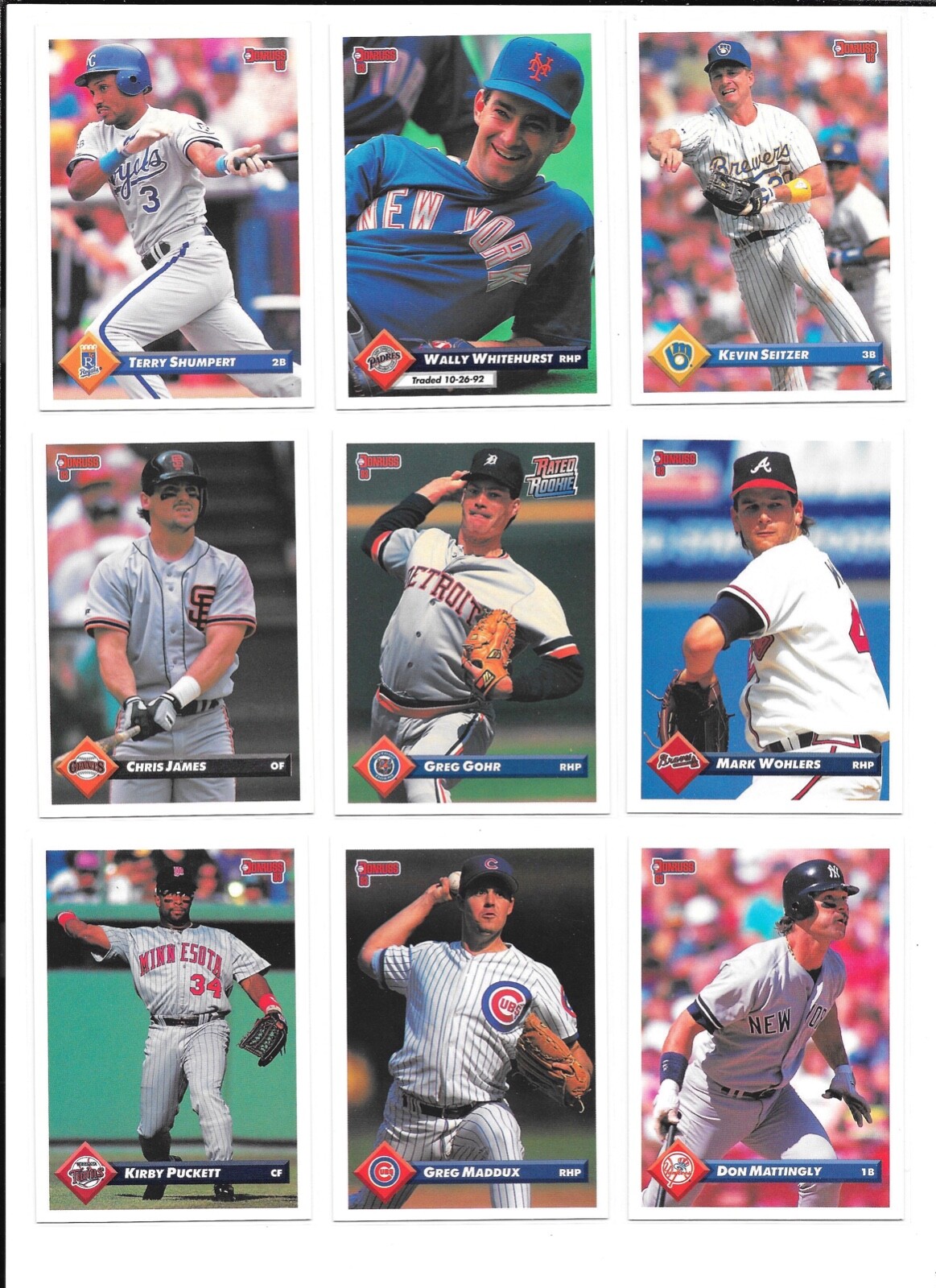 1993 Donruss Baseball Trading Cards / Choose #s 601 – 792 / FREE SHIPPING / mb46