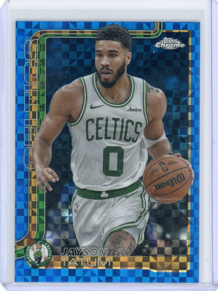 2025-26 Topps Chrome #49 Jayson Tatum Blue X-Fractor Celtics