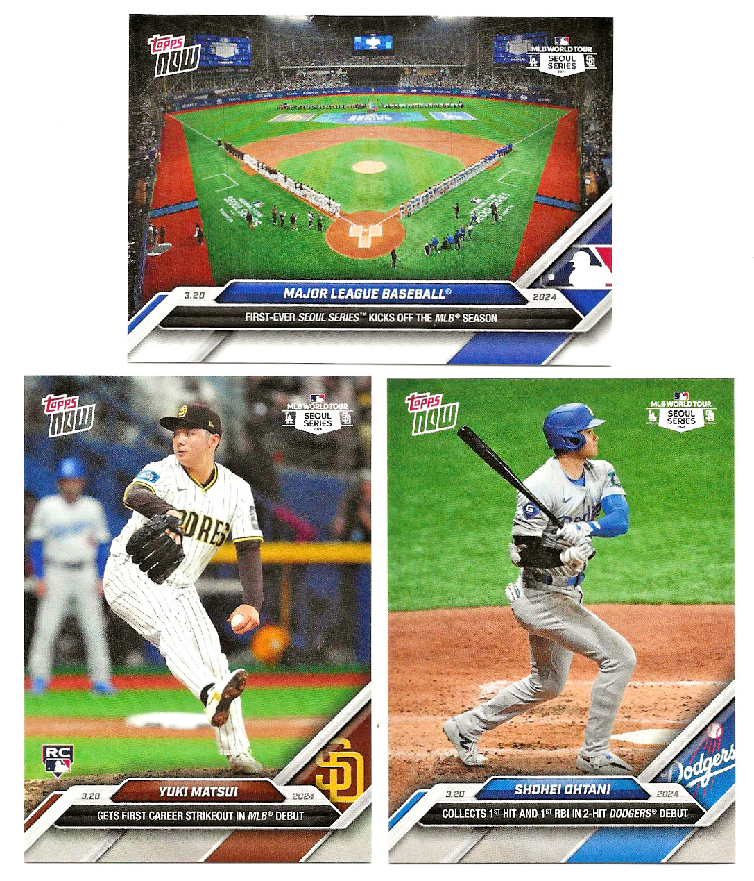 2024 Topps Now LA World Tour (Seoul Series) Card 1-2-3