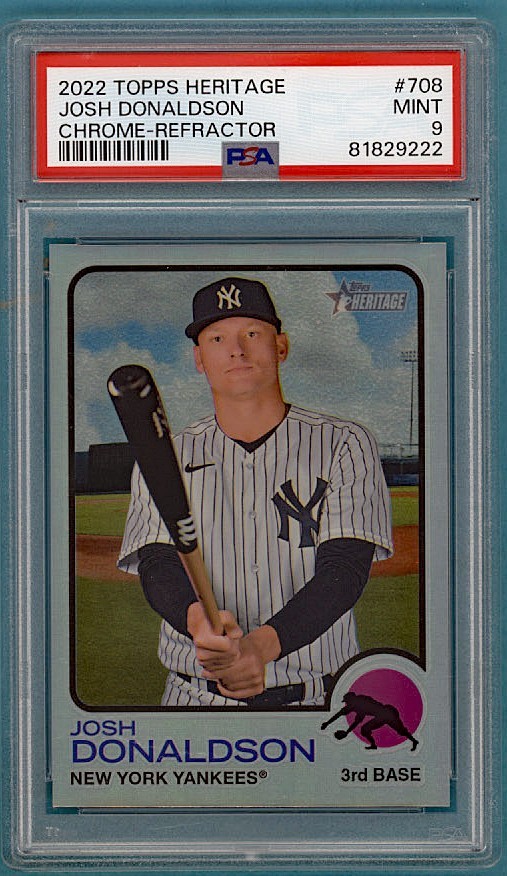 2022 Topps Heritage Josh Donaldson Chrome Refractor /673 #708 PSA 9! POP 1! MVP!