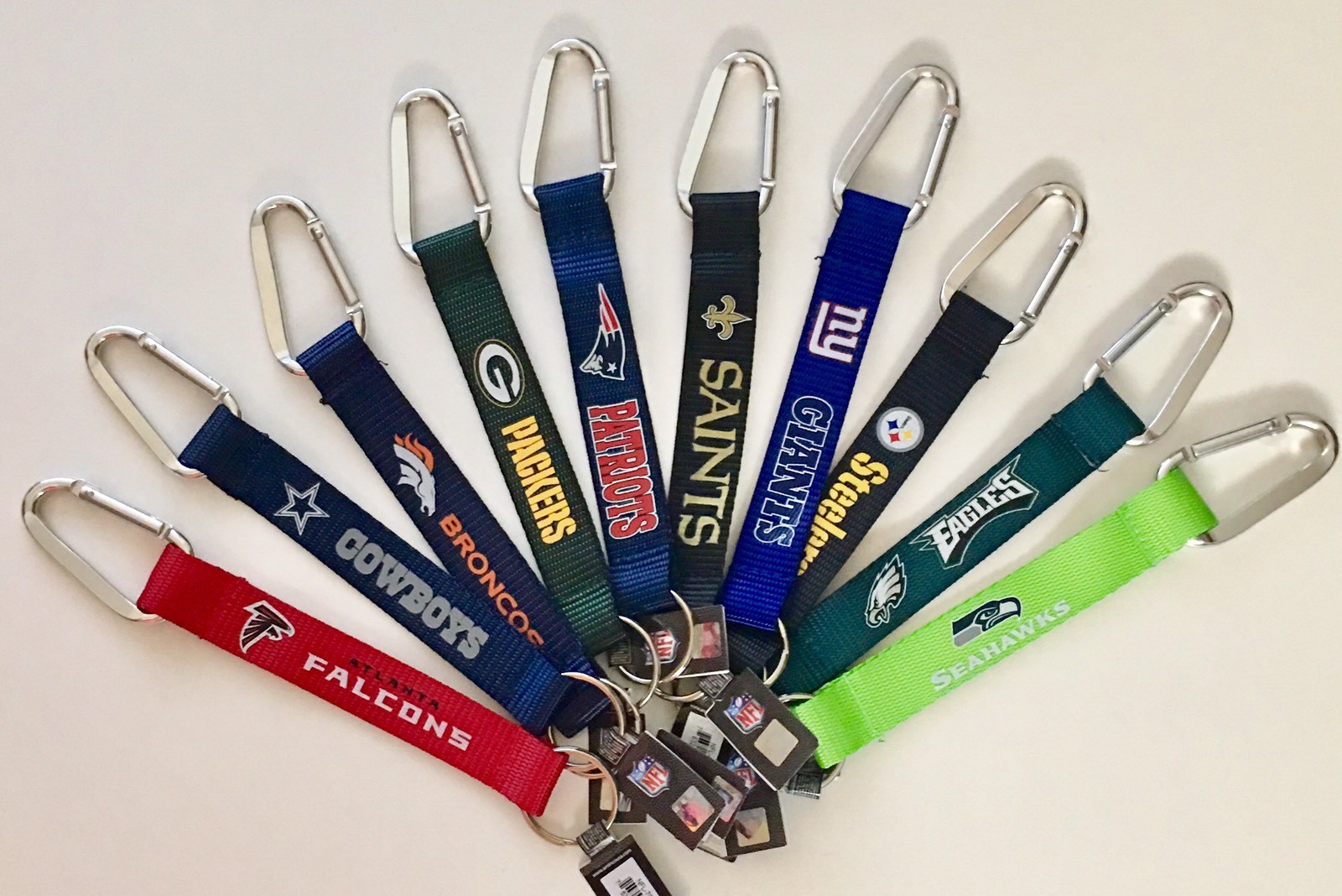 Carabiner Lanyard Keychain 8″ NFL Pick Your Team Football NEW!