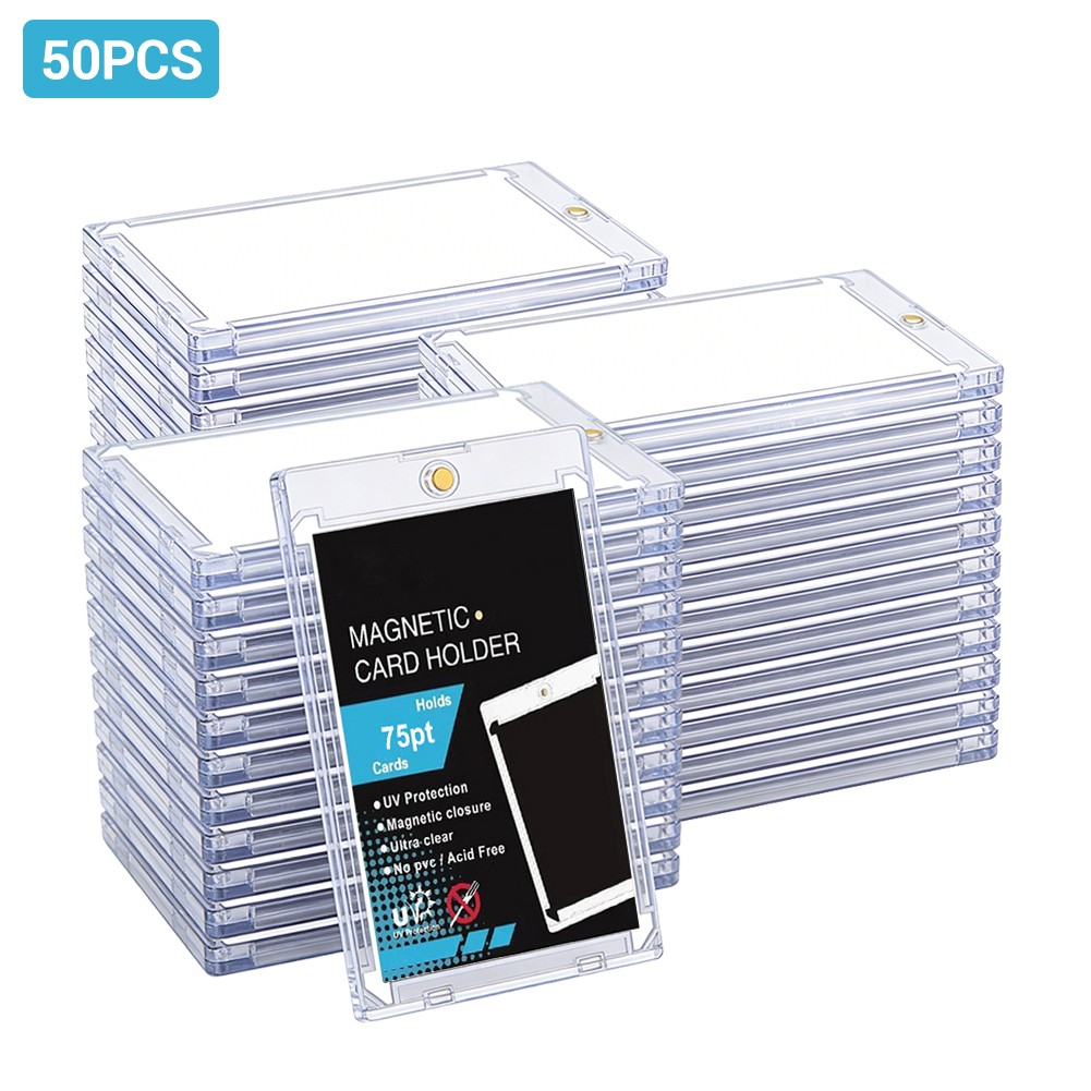 50PACK 75PT Magnetic Card Holders for Sports Game Football Baseball Trading Card