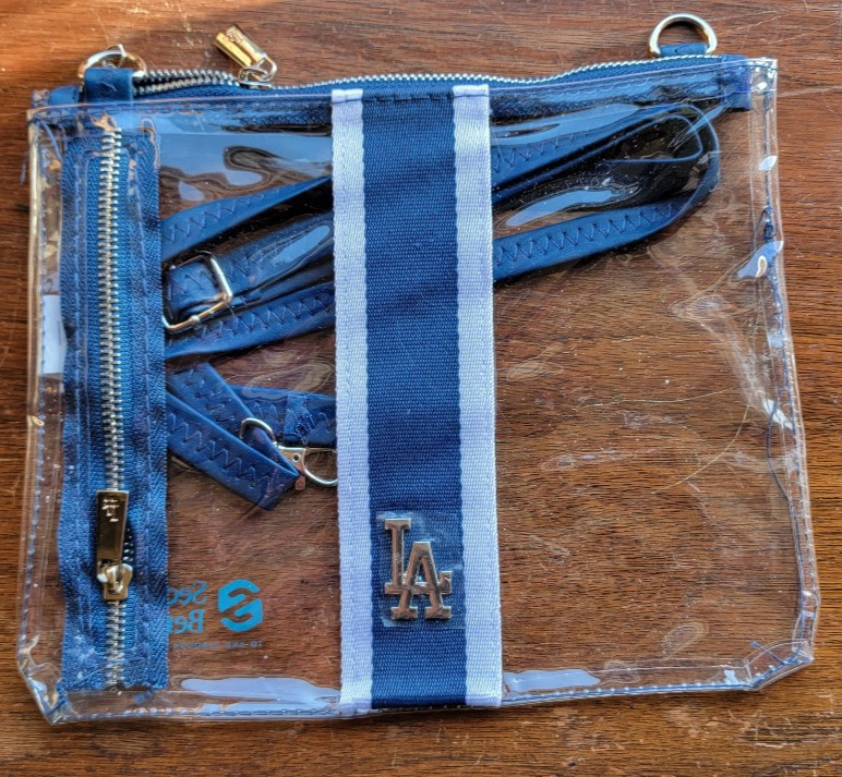 Los Angeles LA Dodgers Clear Transparent Stadium Bag Adjustable Strap White Blue