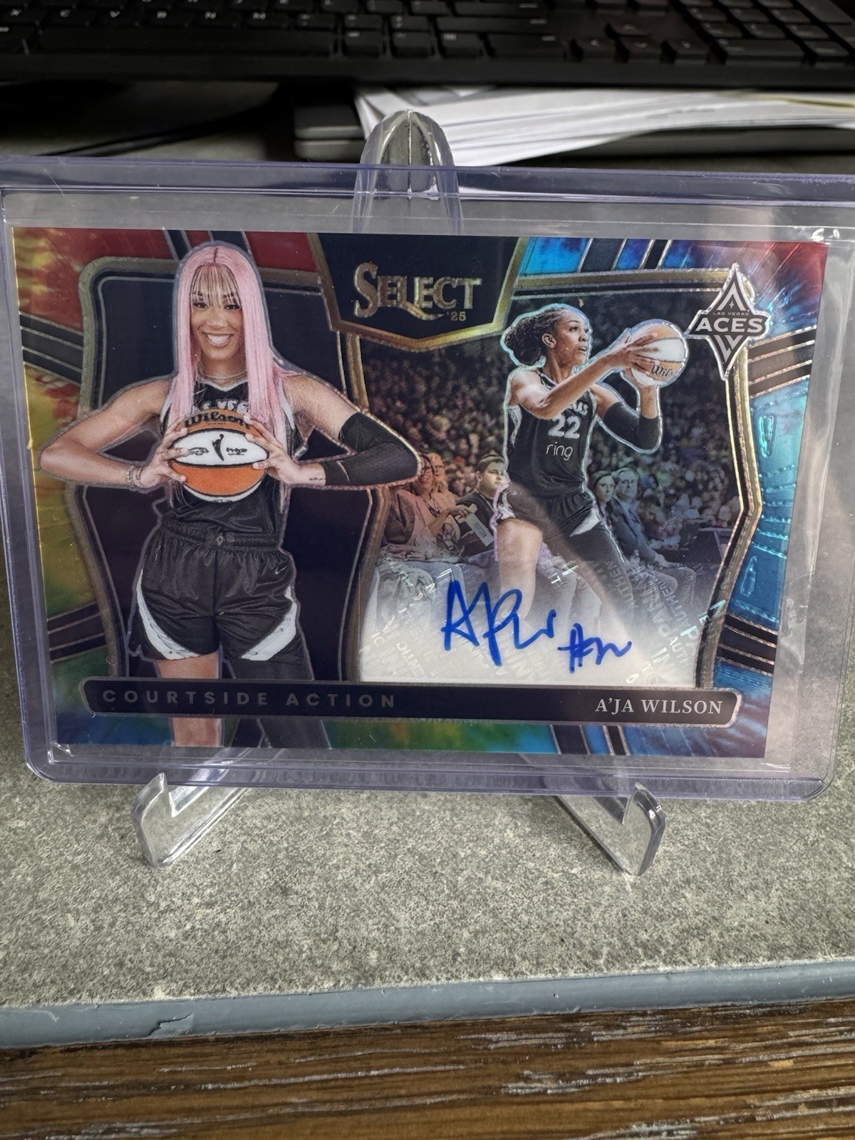 2025 Panini Select WNBA A’JA WILSON AUTO COURTSIDE ACTION TIE-DYE /25 Aces🔥🔥