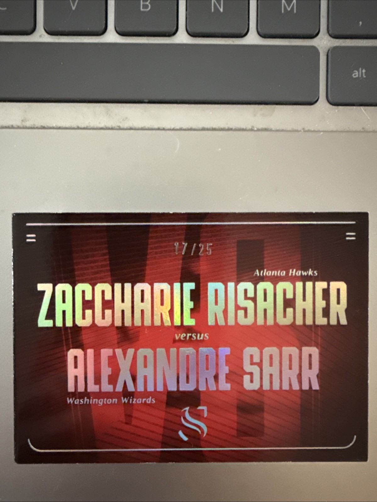 ZACCHARIE RISACHER ALEXANDRE SARR 2024-25 PANINI SILHOUETTE BOOKLET PATCH /25