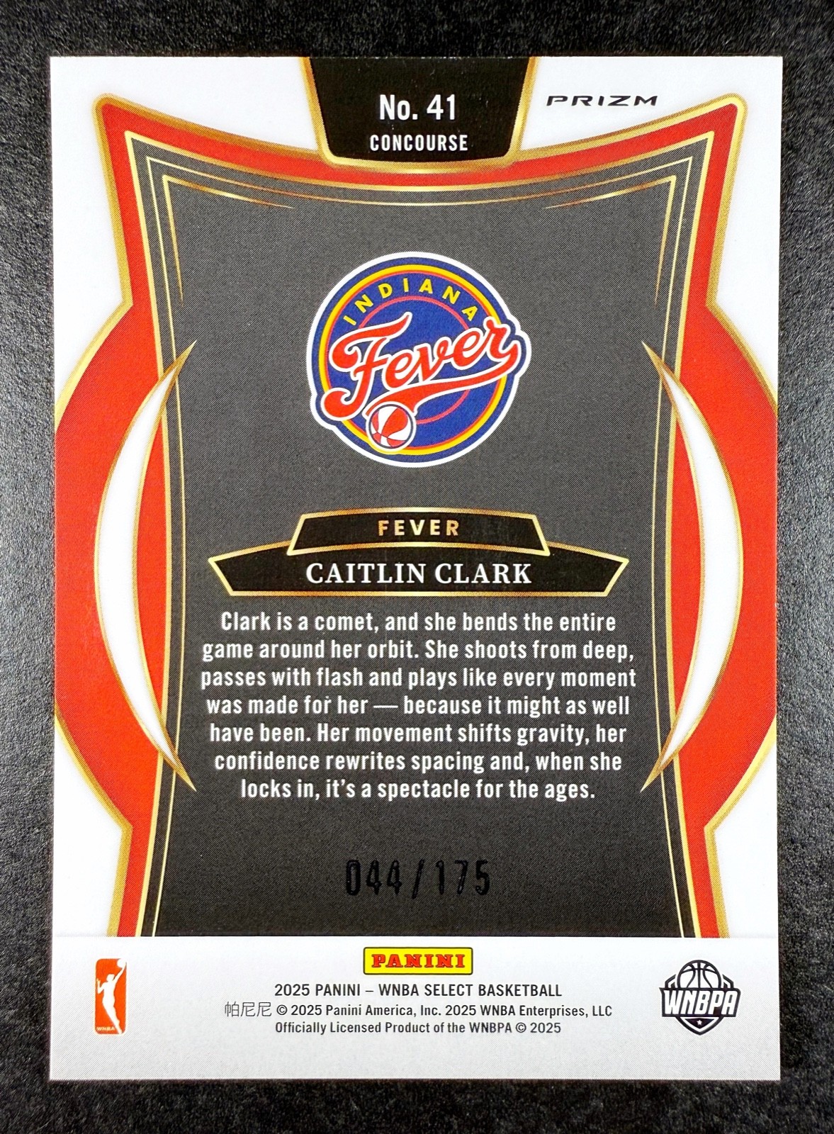 2025 Panini Select Caitlin Clark Concourse Pink Camo Prizm /175