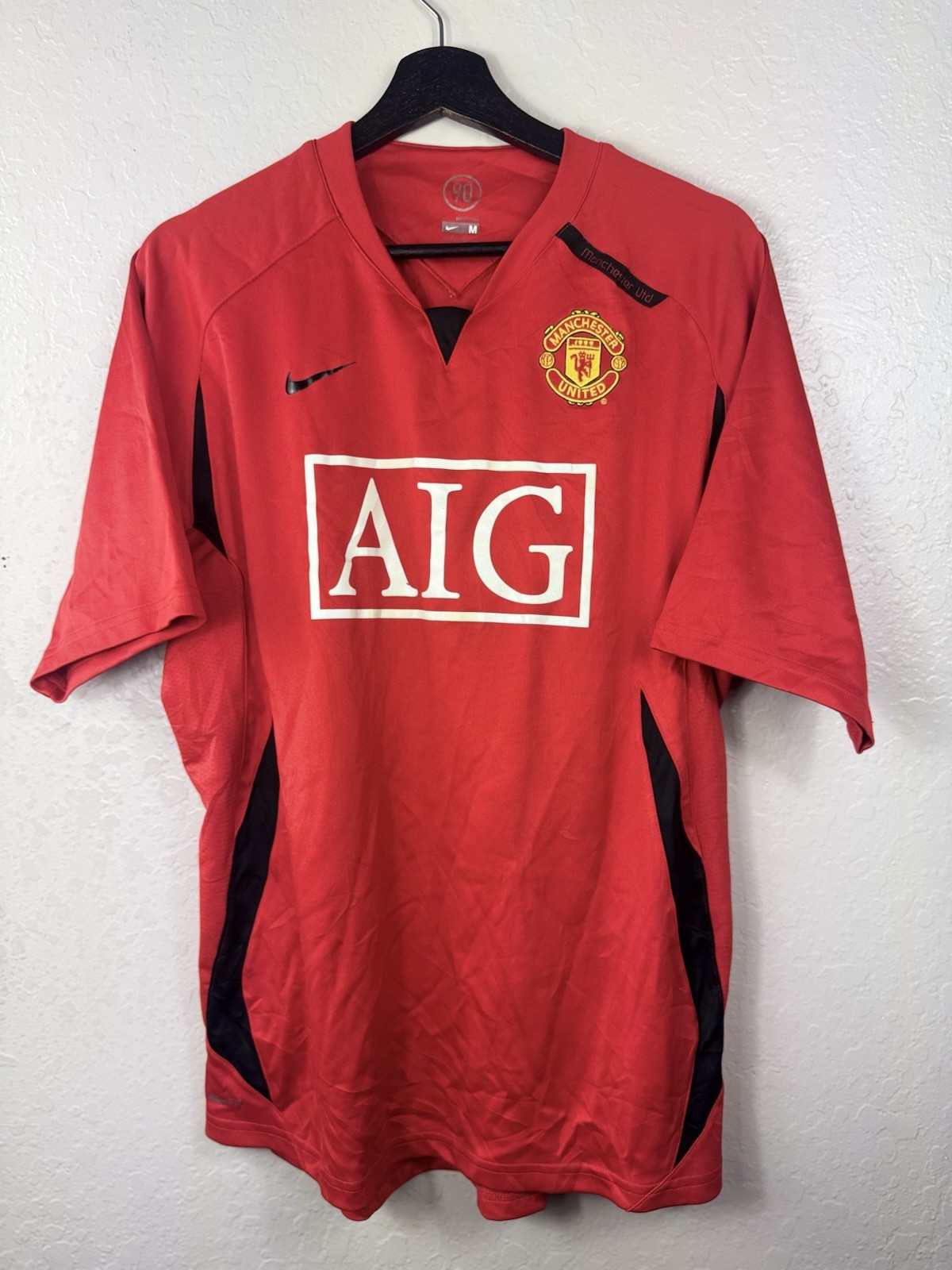 VTG Nike Manchester United 2007-2008 Training Jersey Mens M Red AIG Football