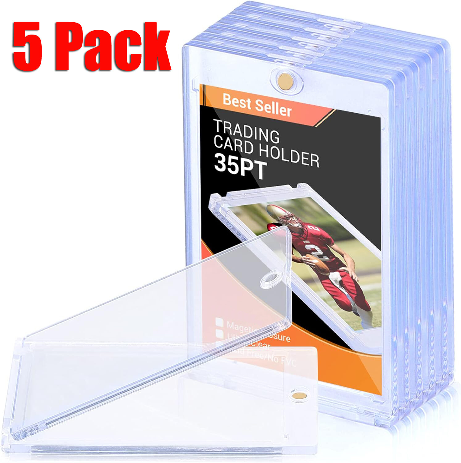 5Pcs Magnetic Card Holders For 35Pt Trading Cards Baseball Card Case Protectors