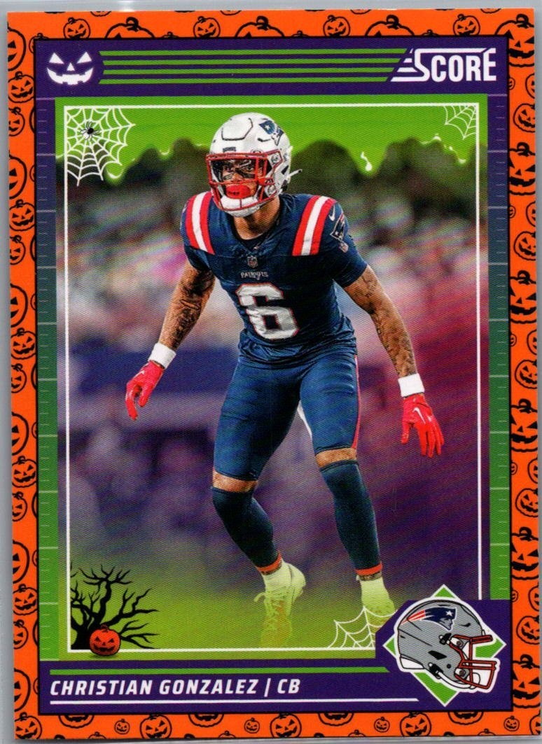 Christian Gonzalez 2024 Panini Score-A-Treat Orange Pumpkin #190 Patriots