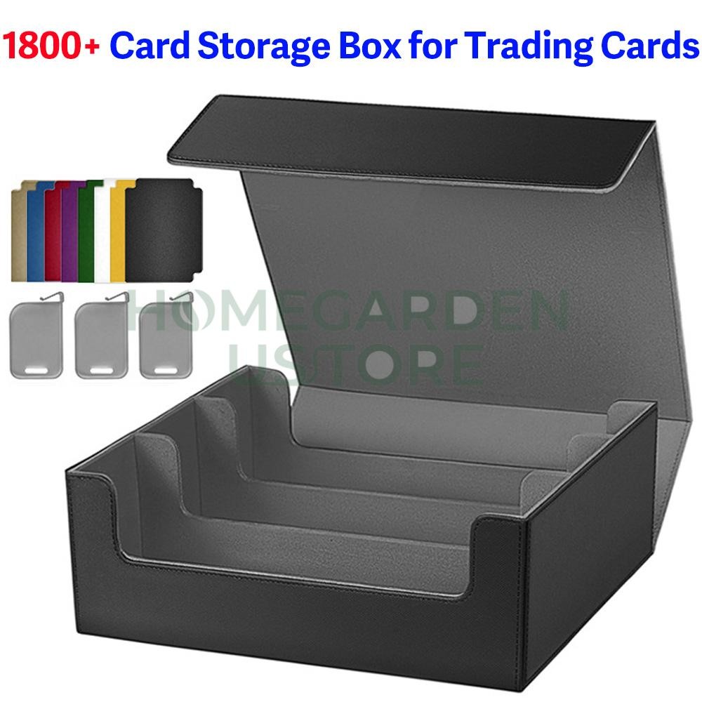 Trading Card Storage Box, Hold 1800 Cards 8 Dividers 3 Stoppers Magnetic Closure