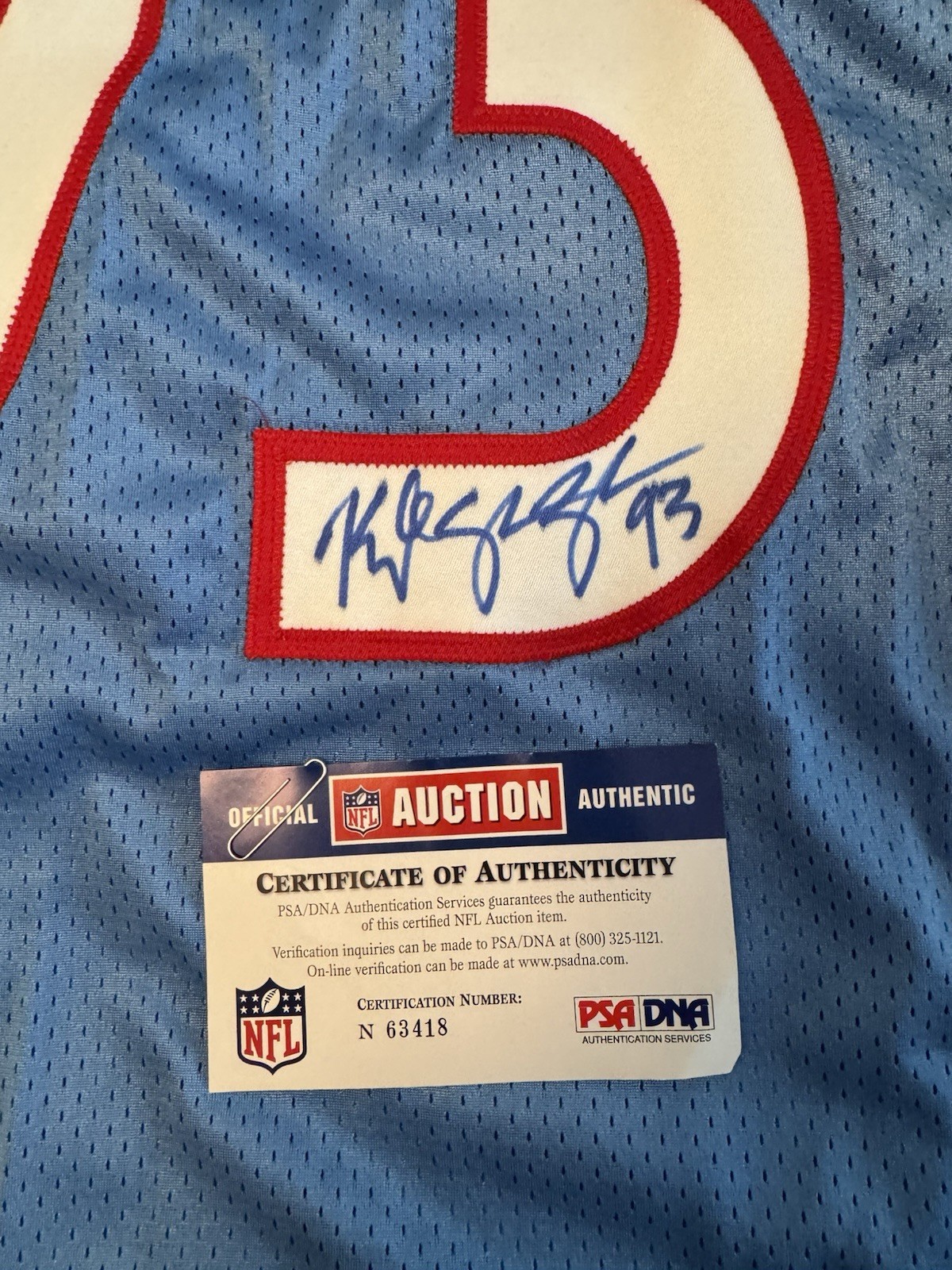 2009 Team Issue Tennessee Titans Autographed Jersey Kyle Vandenbosch Home Jersey
