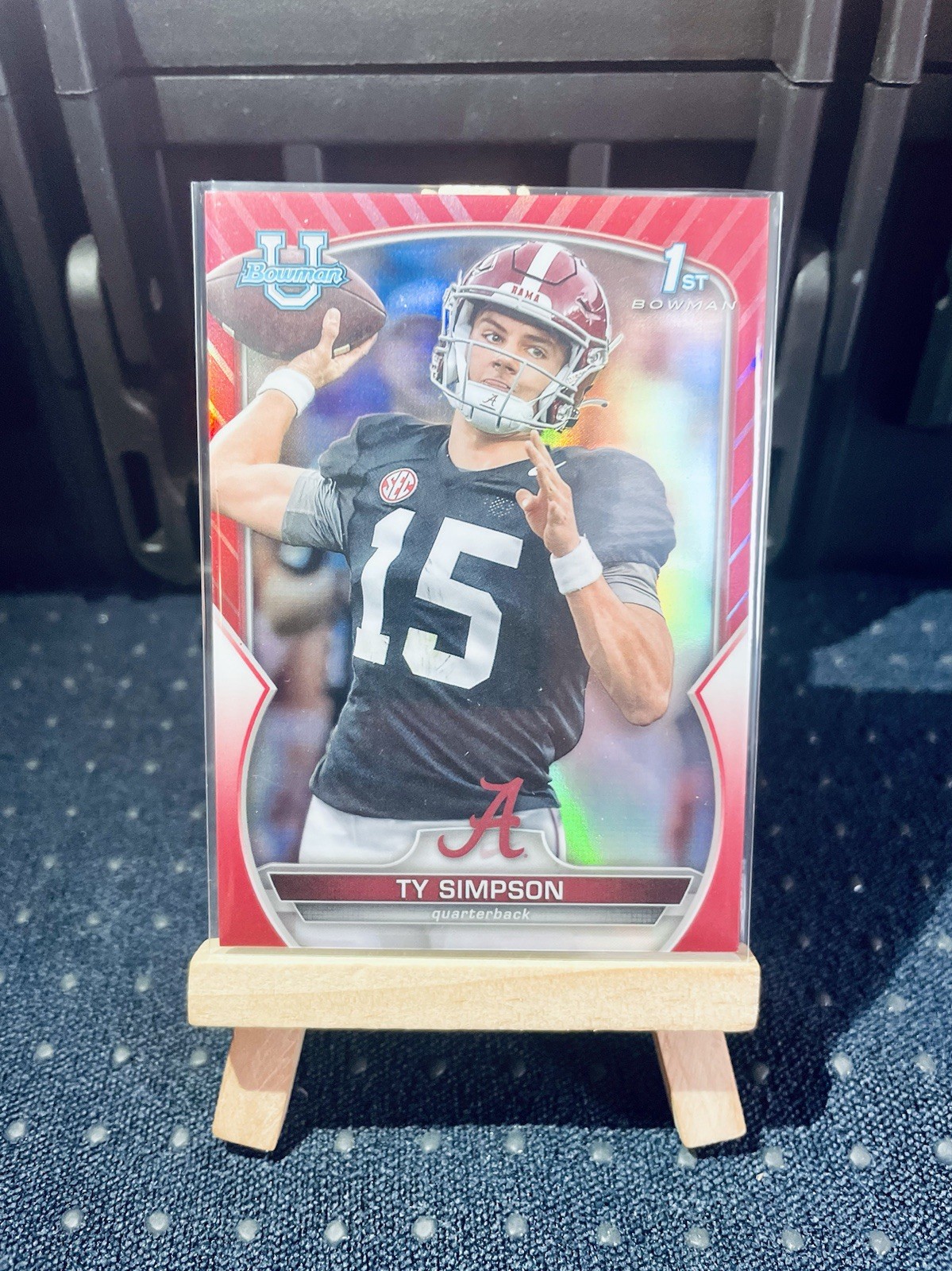 2022 BOWMAN UNIVERSITY CHROME TY SIMPSON RED REFRACTOR #/5 RC 1ST ALABAMA