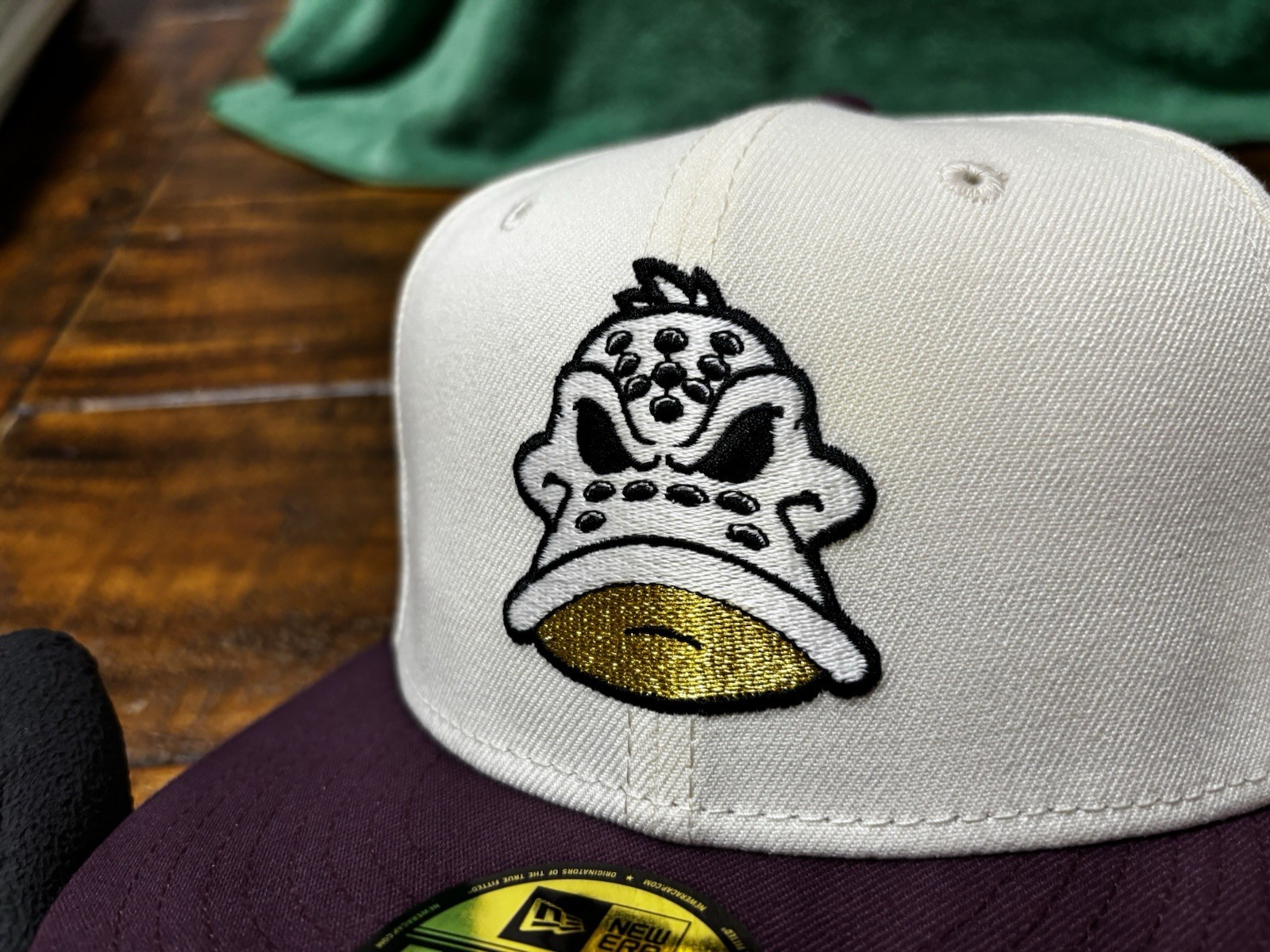 Anaheim Mighty Ducks Off White Plum New Era Fitted 7 3/4 Green Glow In The Dark