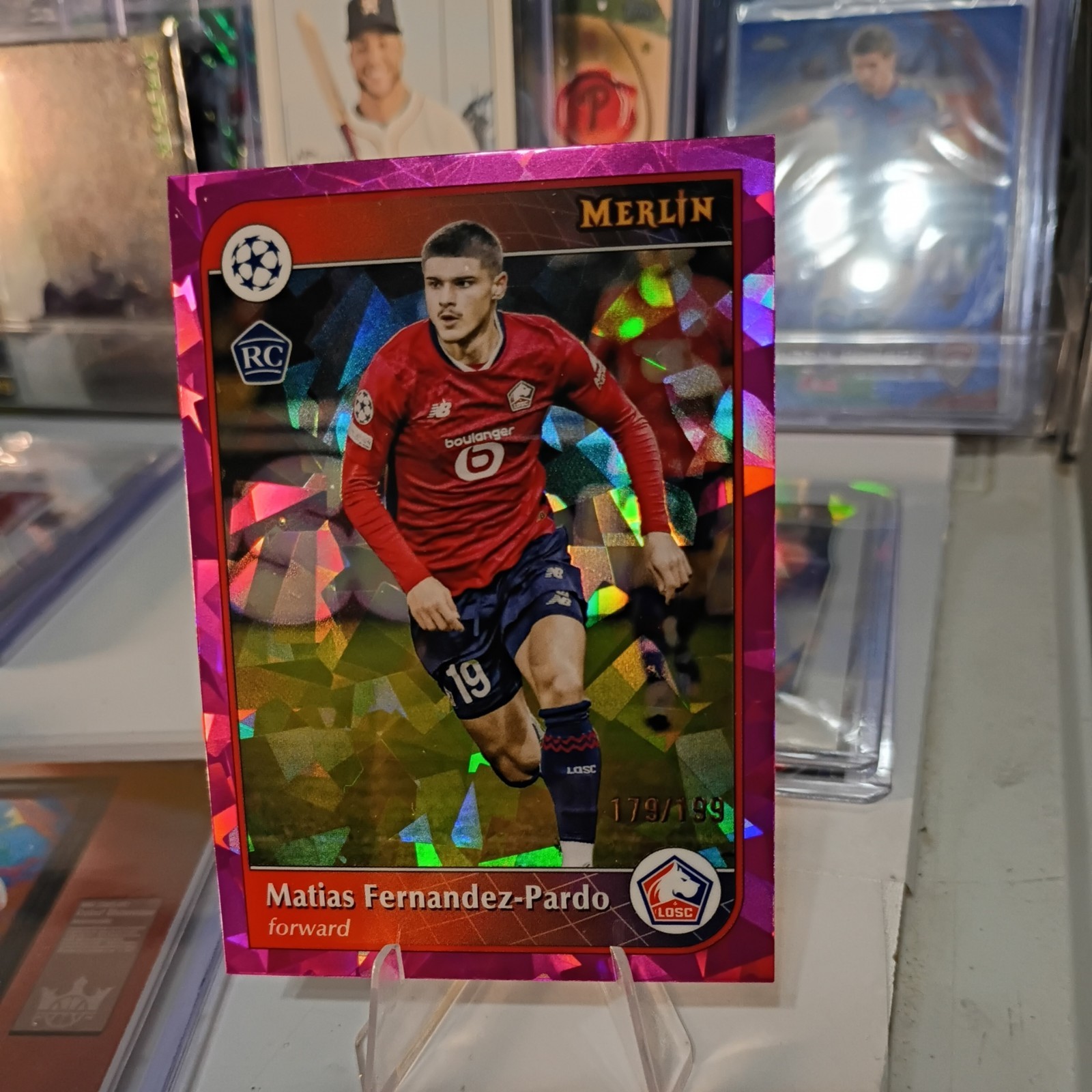 Topps Merlin Matias Fernandez-Pardo LOSC Lille Pink Refractor Rookie #179/199