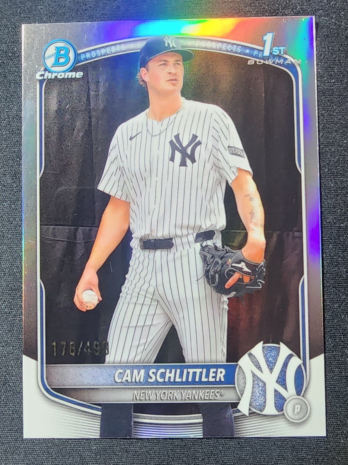 2025 Bowman Chrome Cam Schlittler Refractor 1st Prospect #/499 Yankees