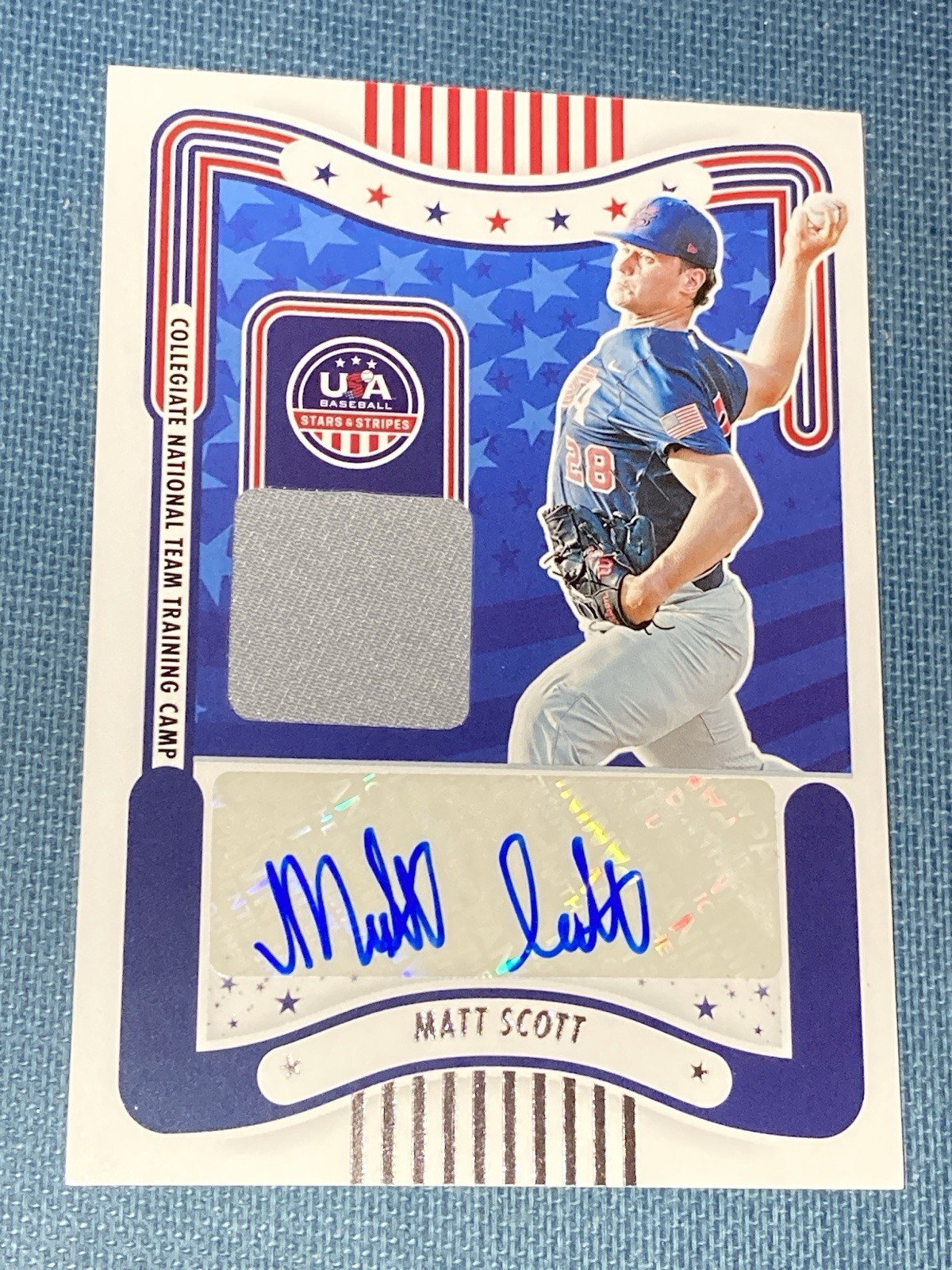 E1060 2024 Panini Stars & Stripes USA Baseball #SM-MS Matt Scott MEM Auto