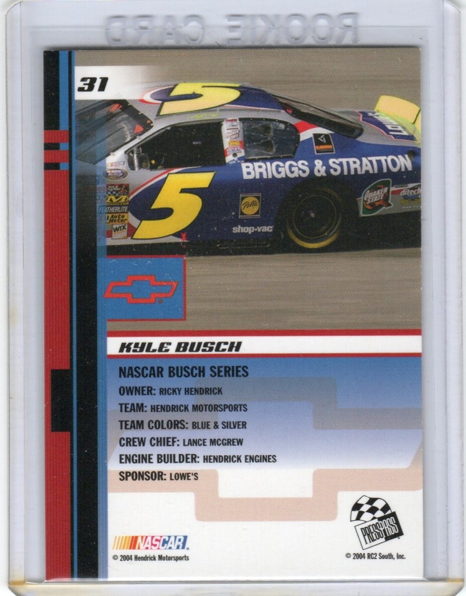 2004 PRESS PASS TRACKSIDE Kyle Busch ROOKIE CARD #31!