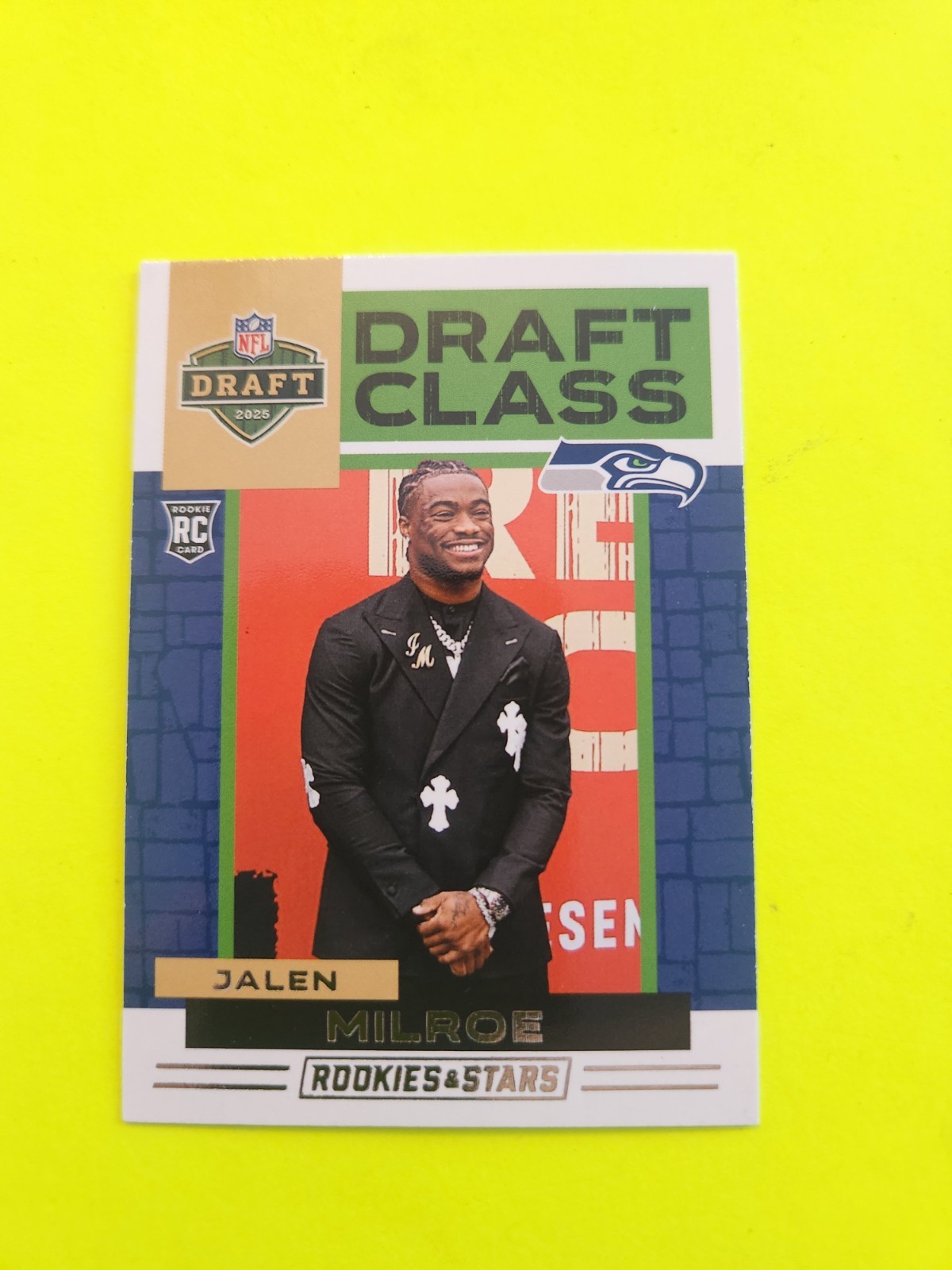 JALEN MILROE 2025 PANINI ROOKIES AND STARS DRAFT CLASS RC #11 SEAHAWKS QB
