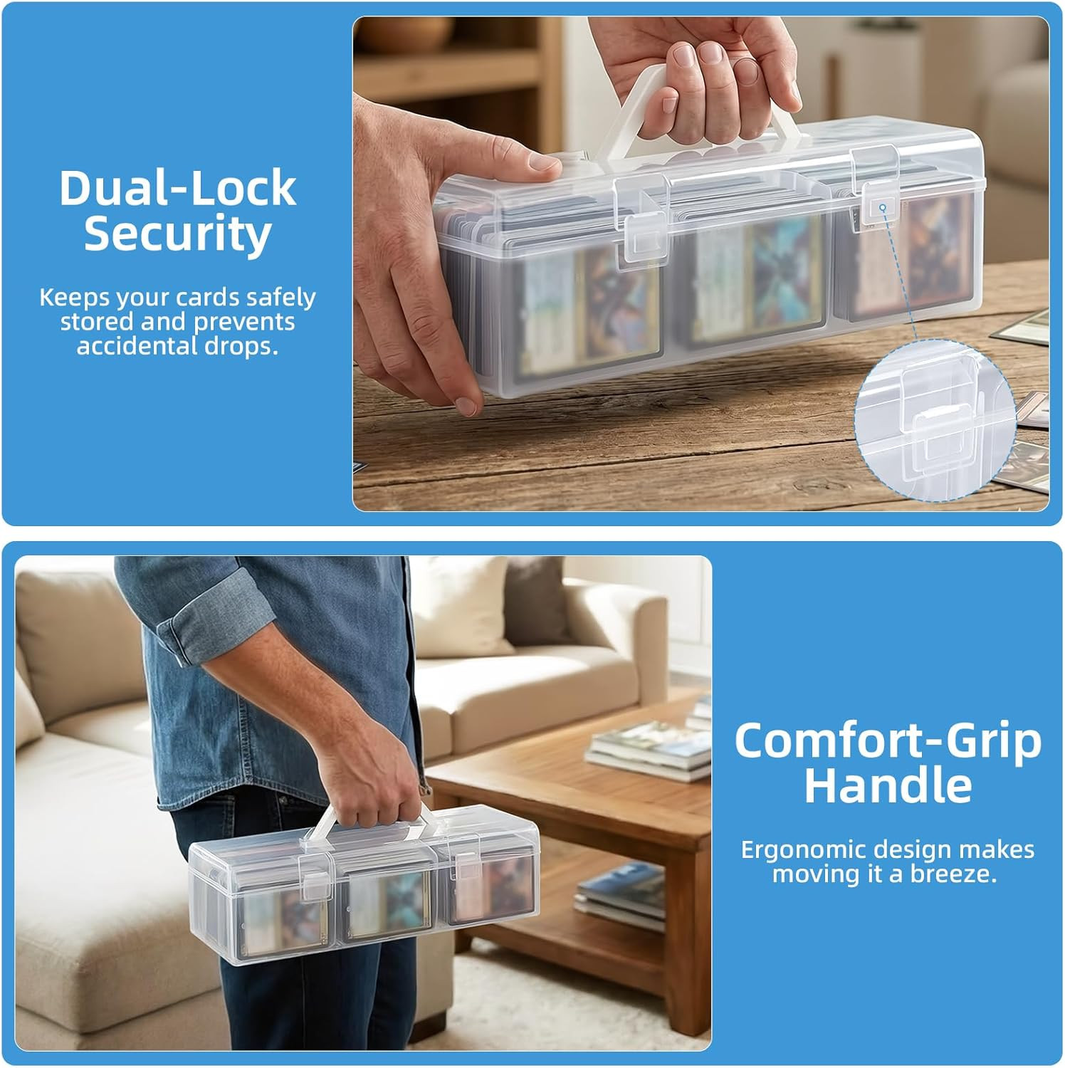 Trading Card Storage Box with 9 Individual Card Cases, Large Capacity Card Game