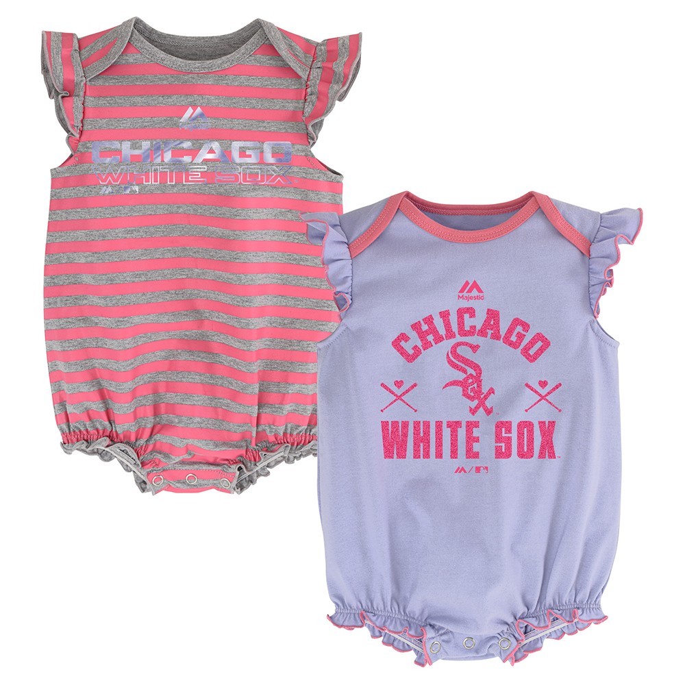 Chicago White Sox MLB Majestic Newborn “Team Sparkle” 2 Pack Frill Creeper Set