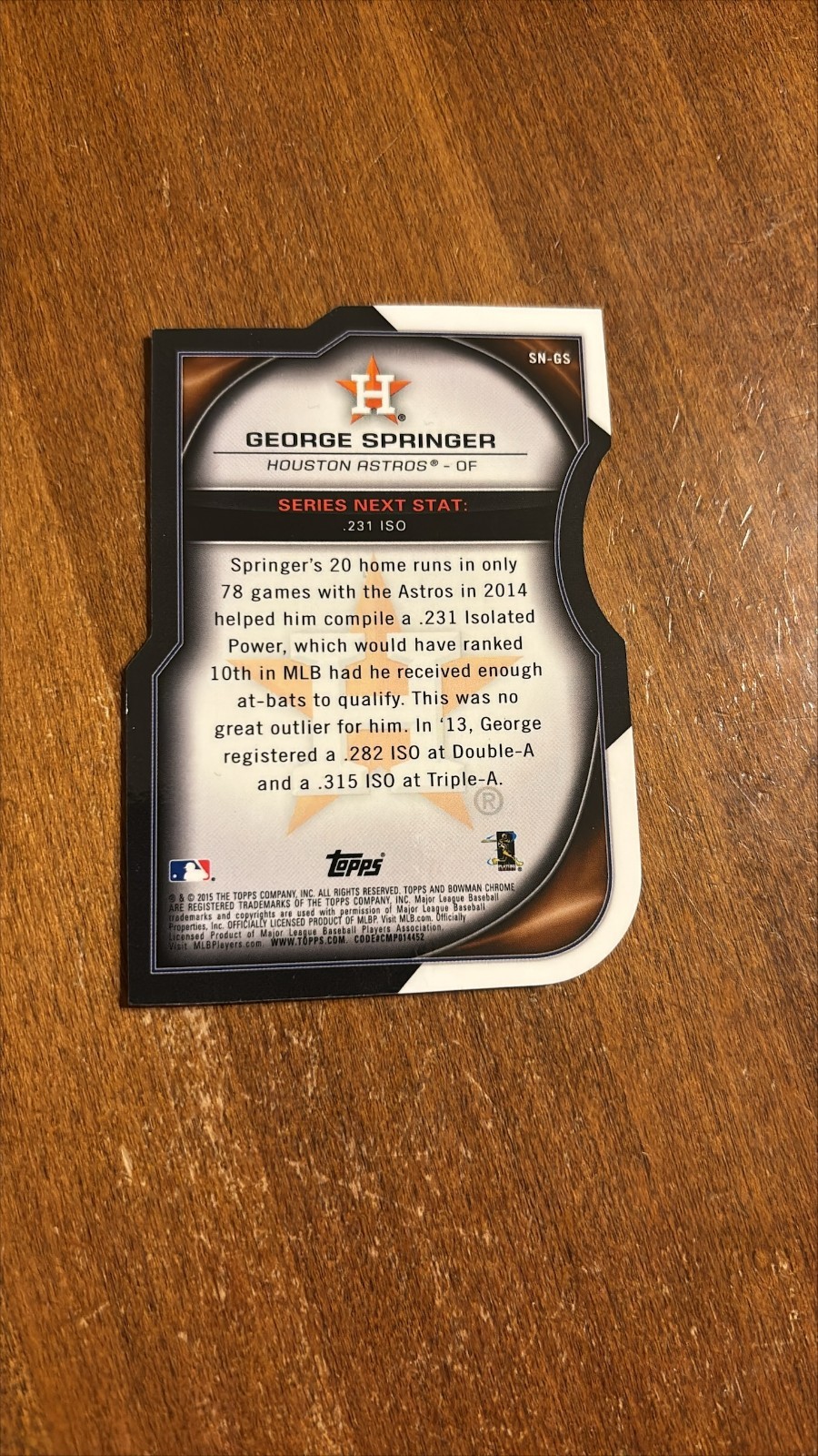 George Springer 2015 Bowman Chrome Series Next SN-GS Blue Jays Astros UCONN