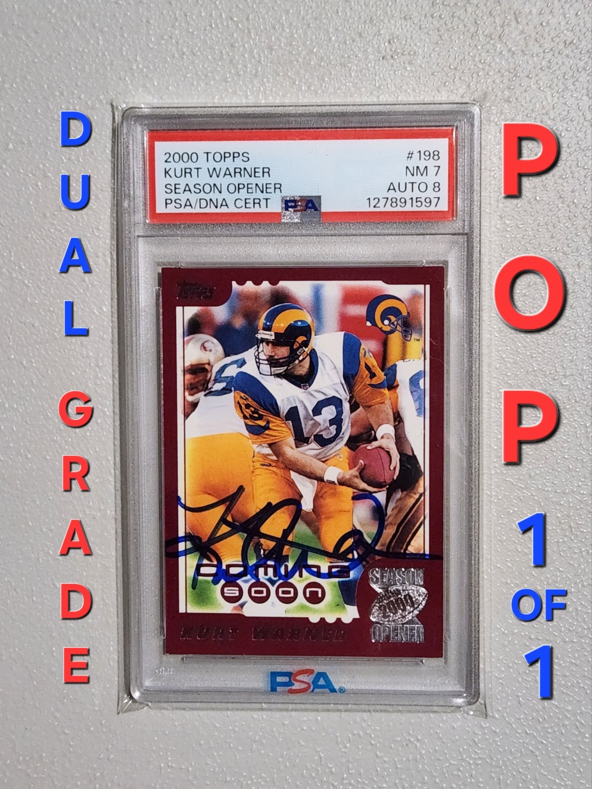 2000 Kurt Warner Auto Topps Season Opener PSA Dual Grade Pop 1 Of 1 Rare