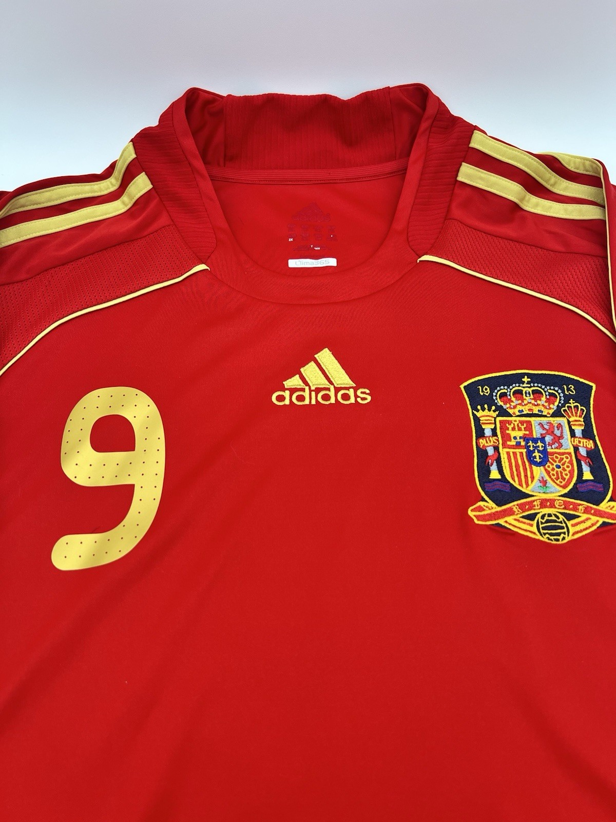 Spain 2008/2009 Home Torres #9 Authentic Adidas Soccer Jersey (XXL)