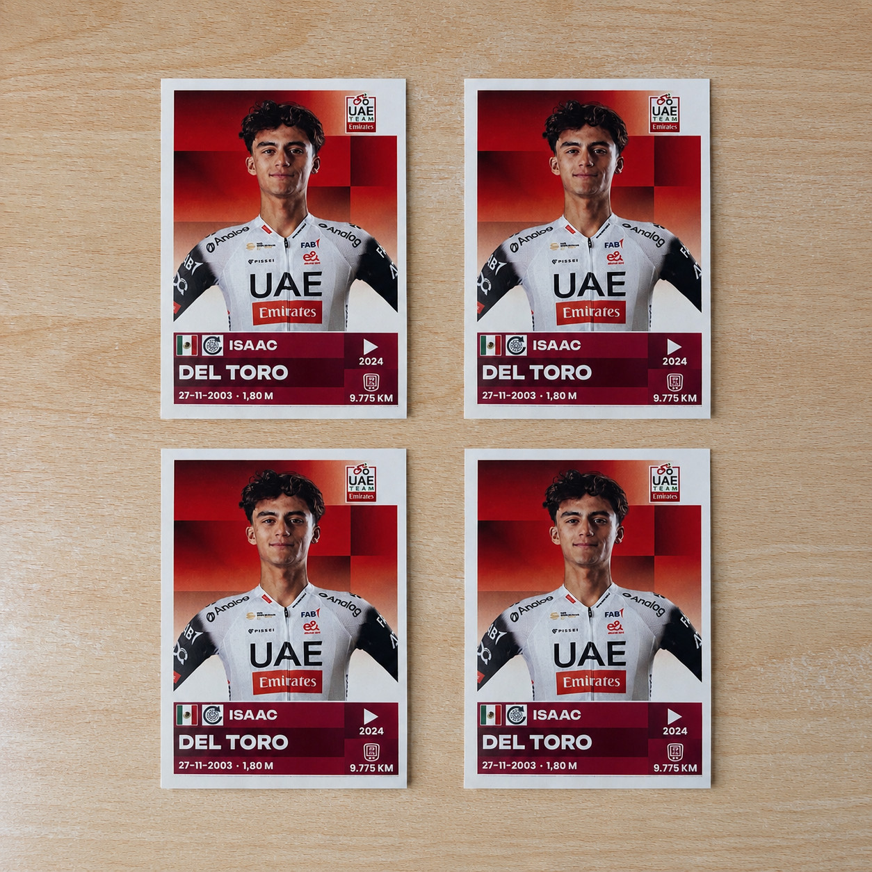 Panini Giro d’Italia 2025 Isaac del Toro Rookie Sticker n.269 Lot x4 UAE