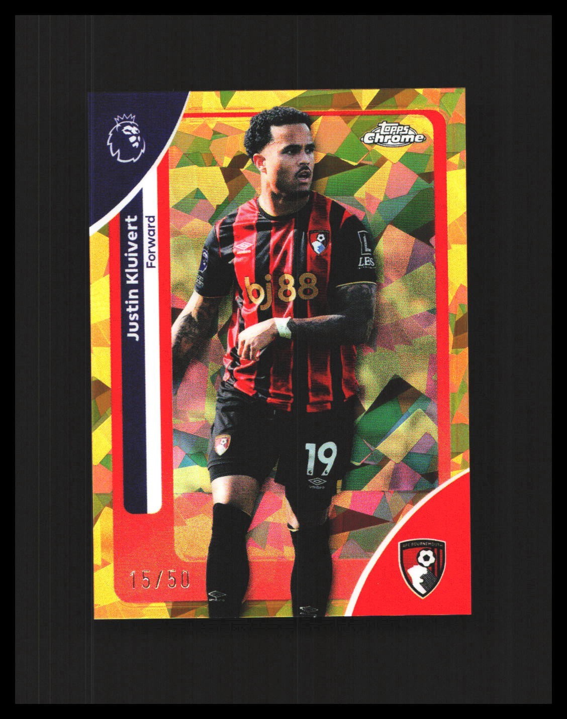 2026 Justin Kluivert Chrome Sapphire Premier League Gold /50 #1 AFC Bournemouth