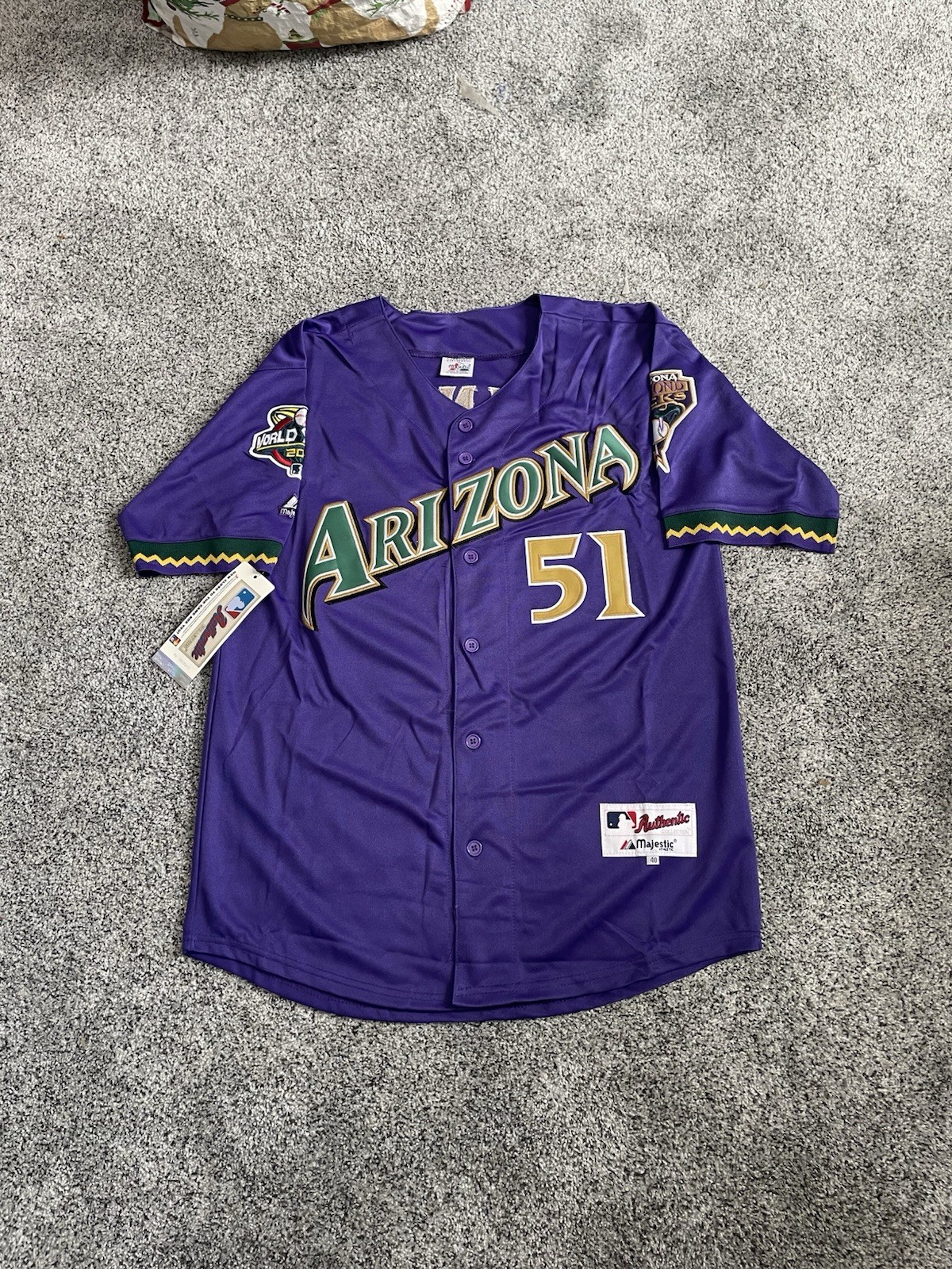 Randy Johnson Arizona Diamondbacks 2001 World Series Alt Purple Men’s Jersey M