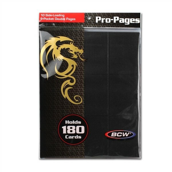 Pack / 10 BCW Black Double Sided 18 Pocket Side Loading Trading Card Album Pages
