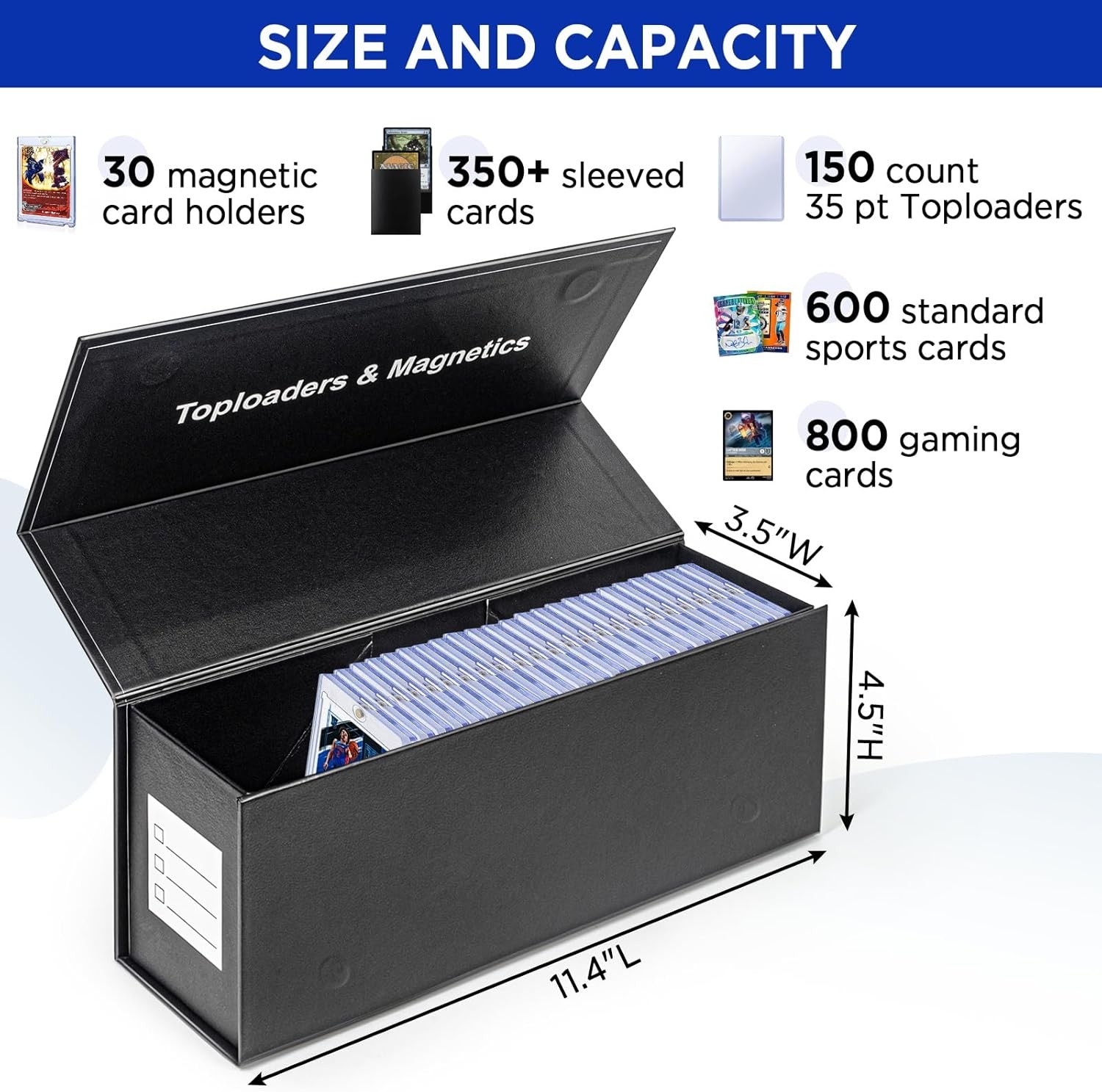 Top Loaders Storage Box for Trading Cards, Vertical Magnetic Closure Sports Card