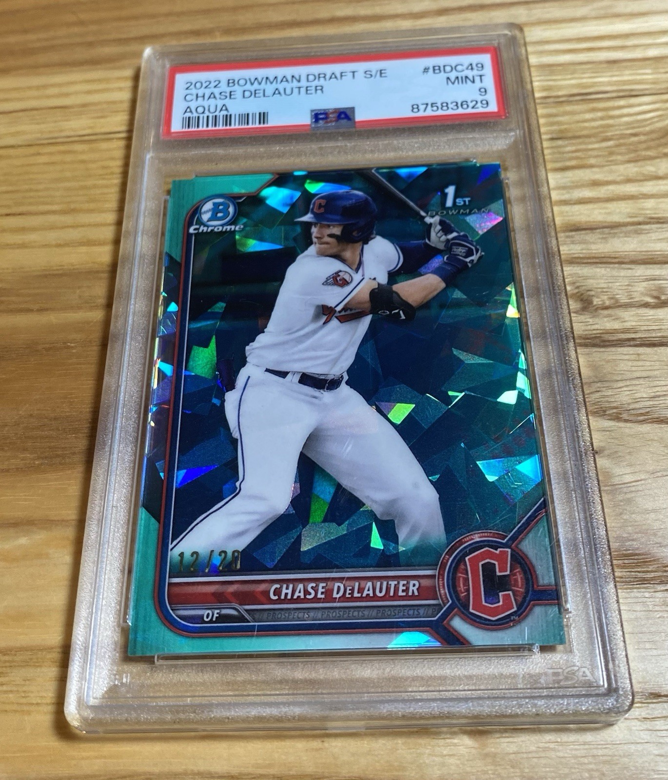 Chase Delauter 2022 Bowman Chrome Sapphire Aqua SP /20 PSA 9 1st