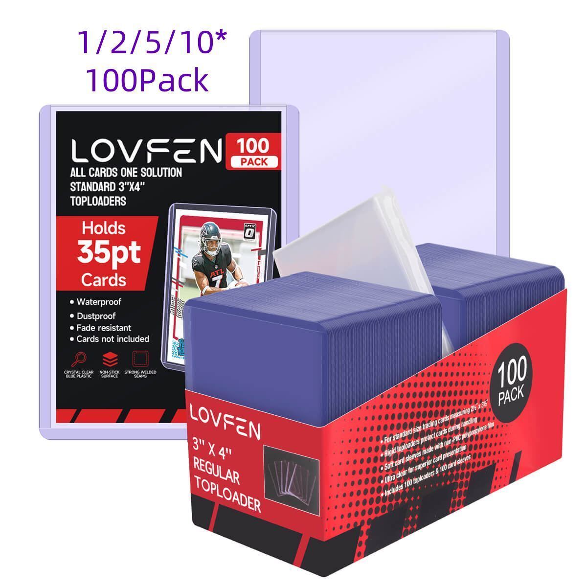 100/200/500/1000CT Standard 3″x4″ Toploaders & Soft Sleeves (100CT Per Pack)