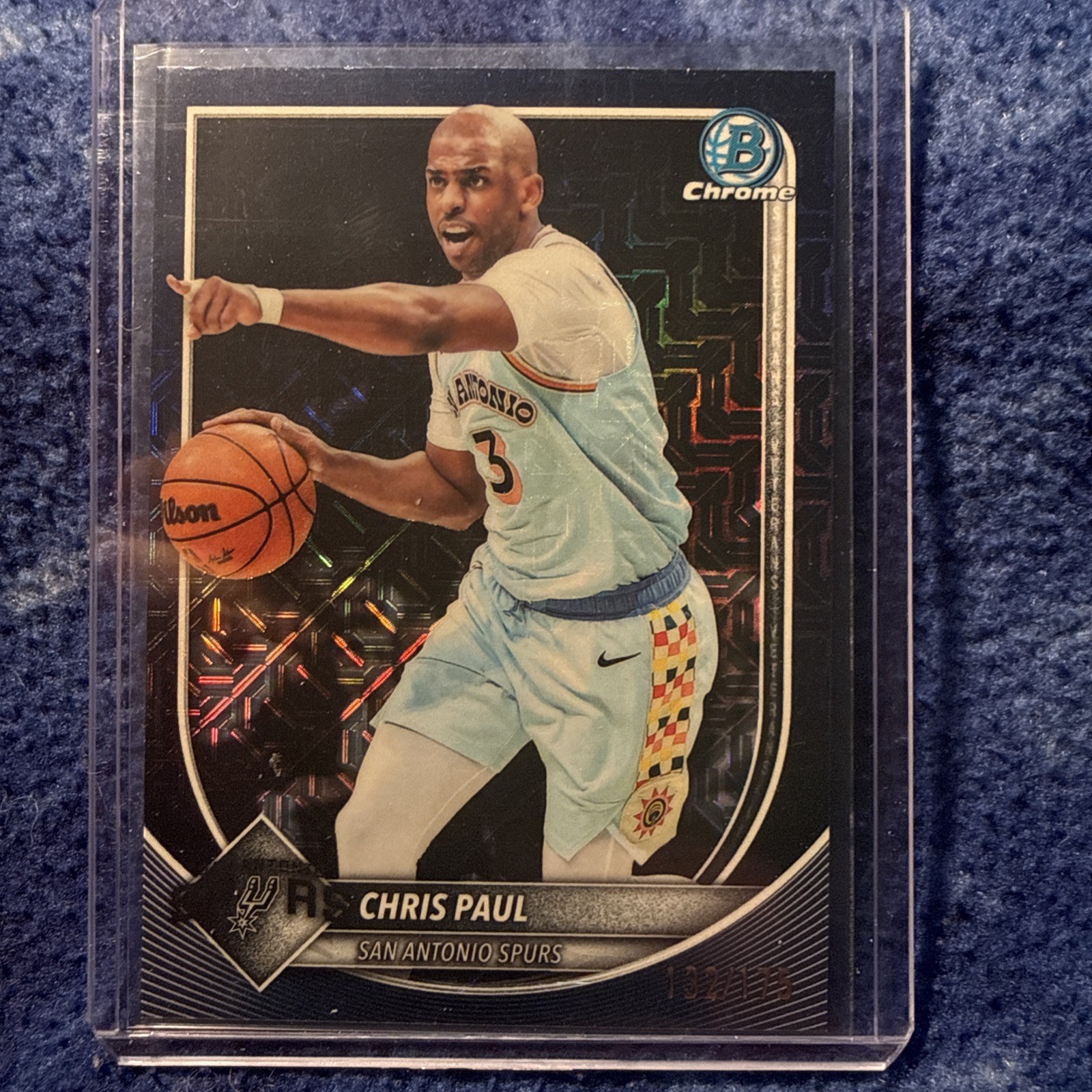 2025-26 Bowman Chrome Chris Paul Navy Blue Mojo Refractor #BCV-146 Spurs #d/175