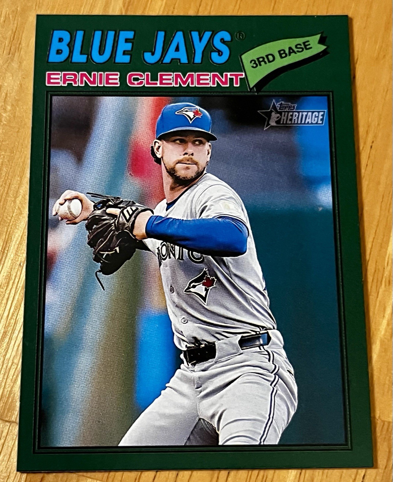 2026 Topps Heritage – Ernie Clement #21 Dark Green Border Toronto Blue Jays