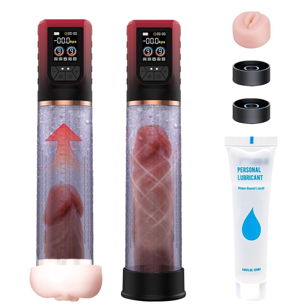 Penis Pump Penis Enlarger Extender with Lube,3 in 1 Men’s Vibrator,Electric P…