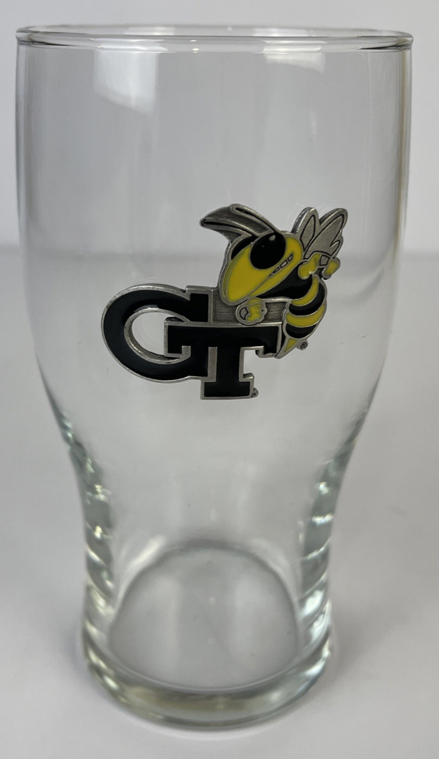 Georgia Tech Yellow Jackets Football Very Rare Pint Glass Metal Embossed Logo