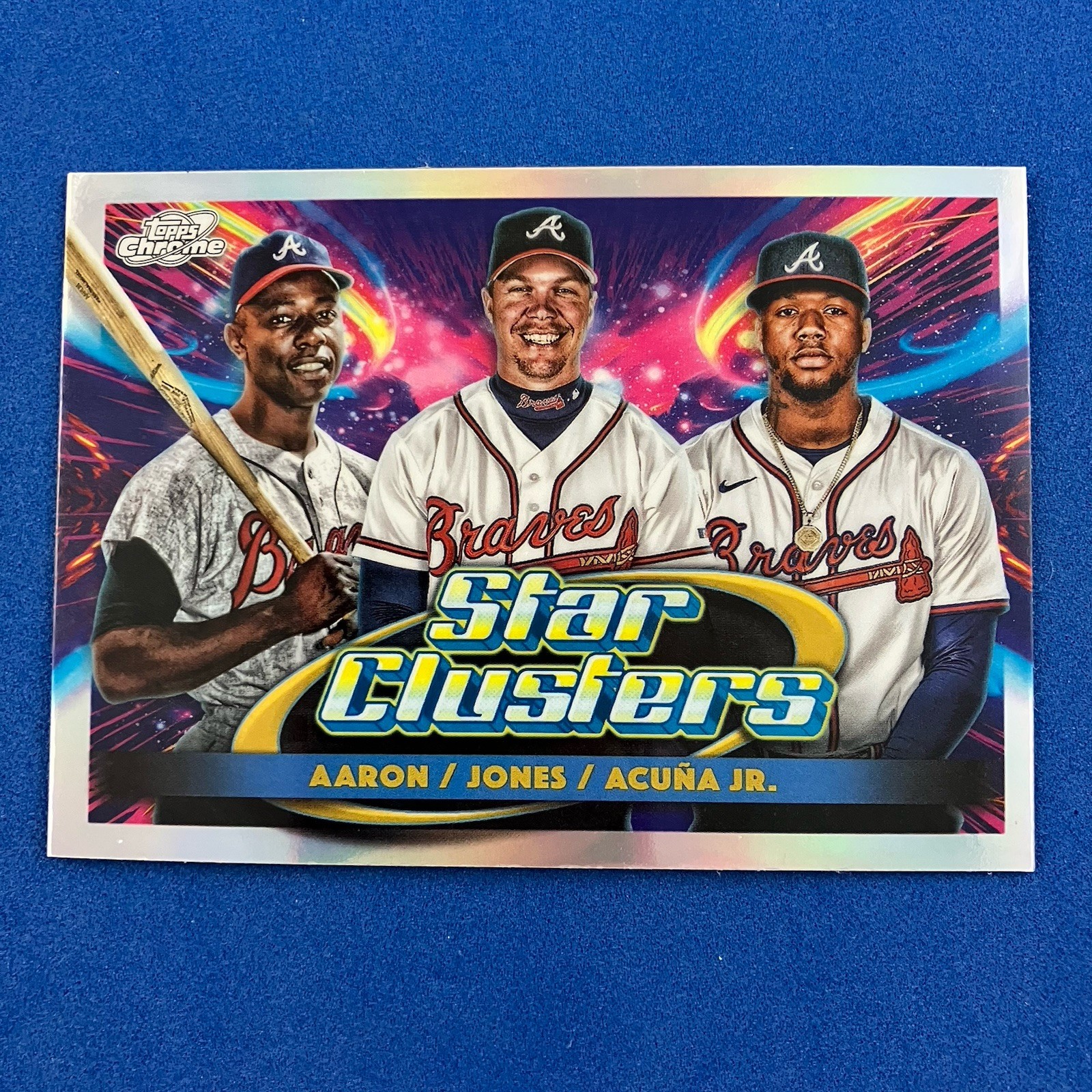 Hank Aaron Chipper Jones Ronald Acuna Jr 2025 Topps Chrome Cosmic Star Clusters