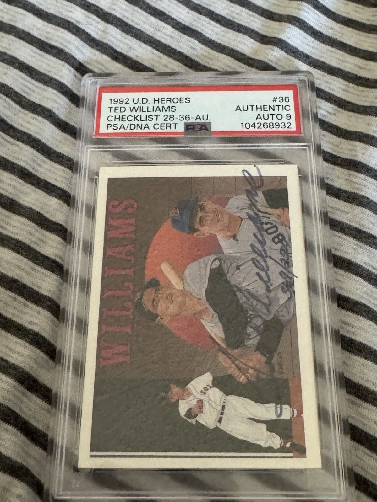 1992 UD Upper Deck Ted Williams Heroes Auto 369/2500 PSA Authentic Auto 9