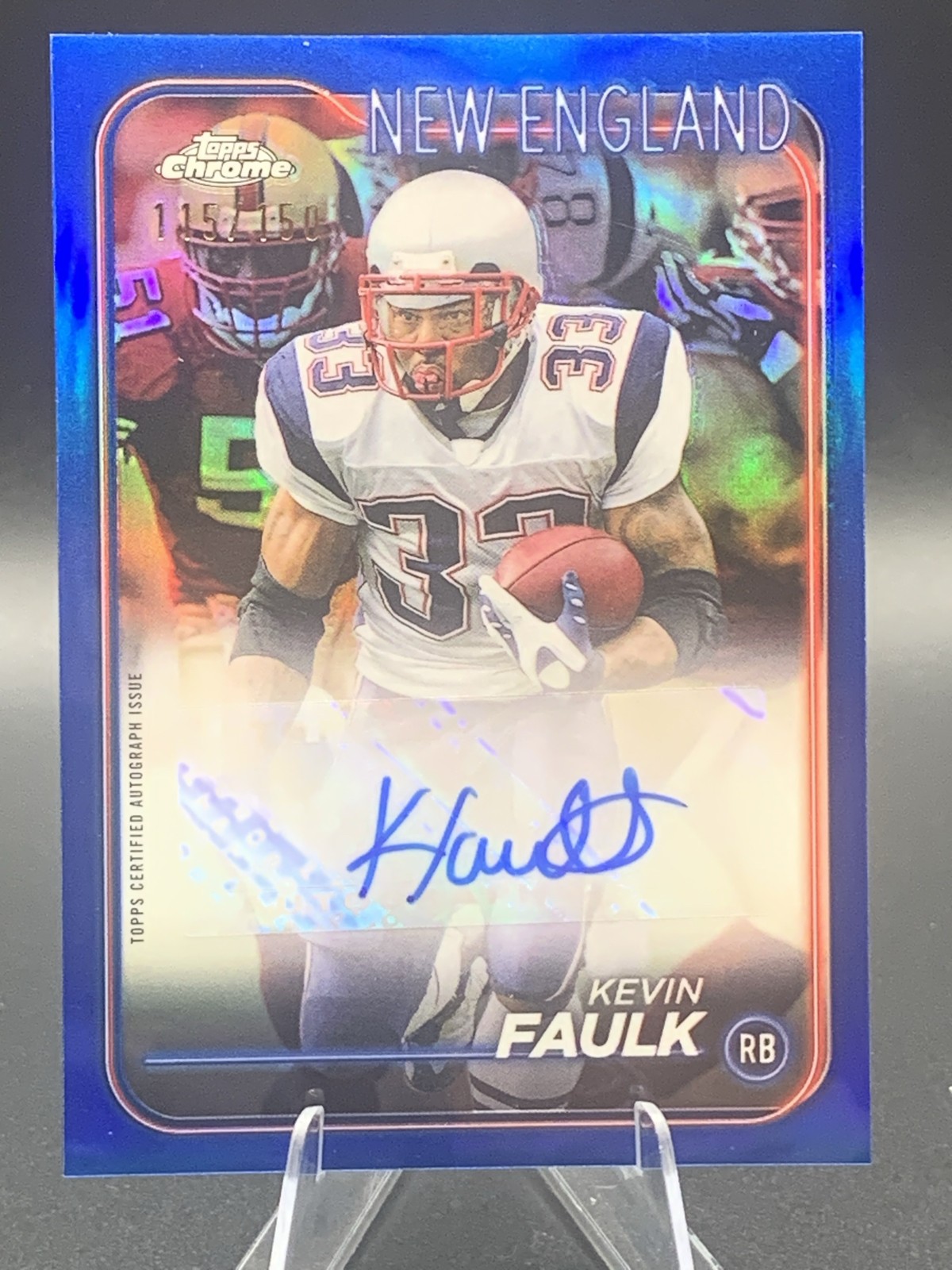 2024 Topps Chrome – Autographs Kevin Faulk #BA-KFA Blue Refractor /150 (AU)