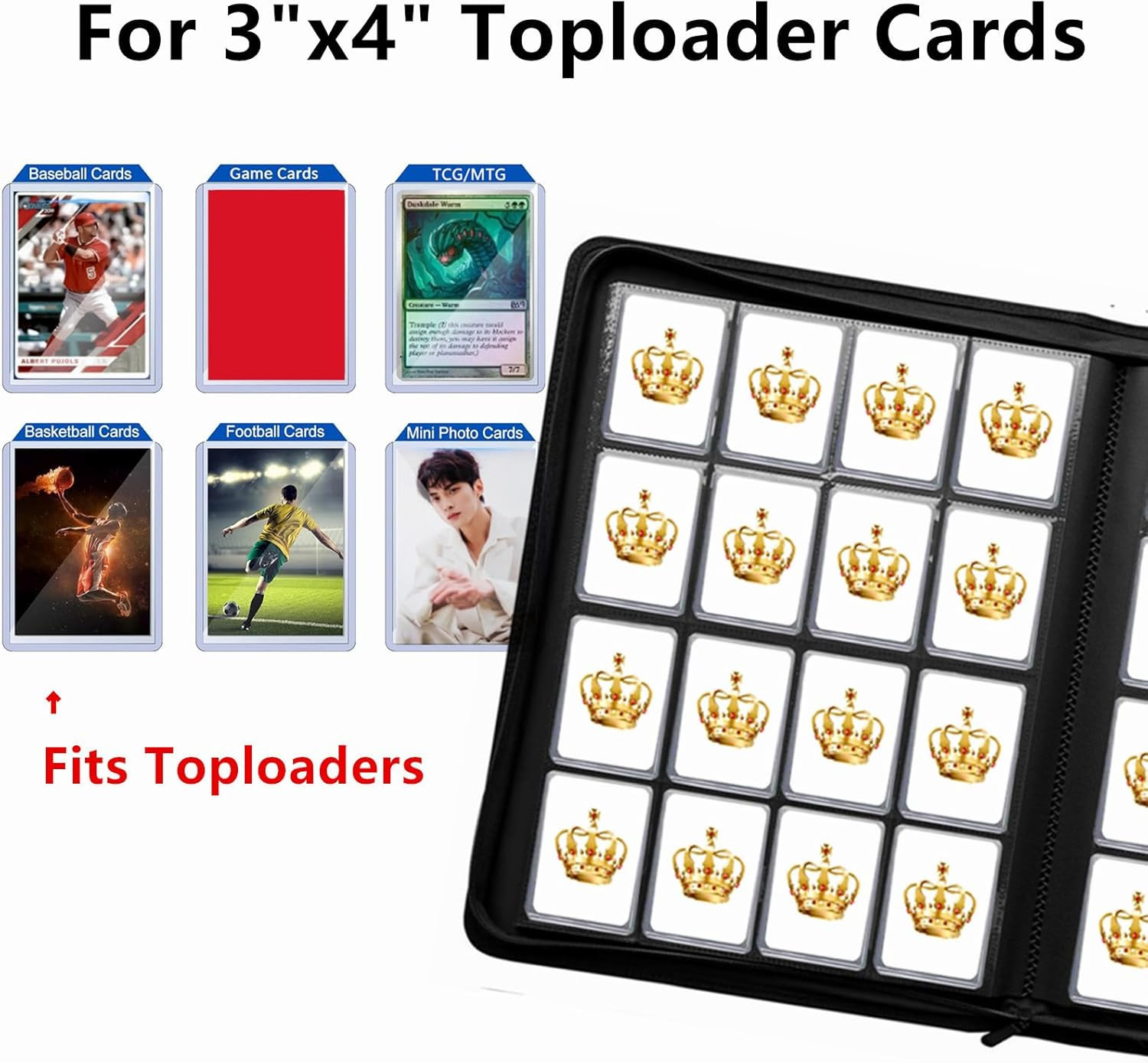 Top Loader Binder 16 Pocket | Trading Card Album 640 Cards Toploader NEW 35pt