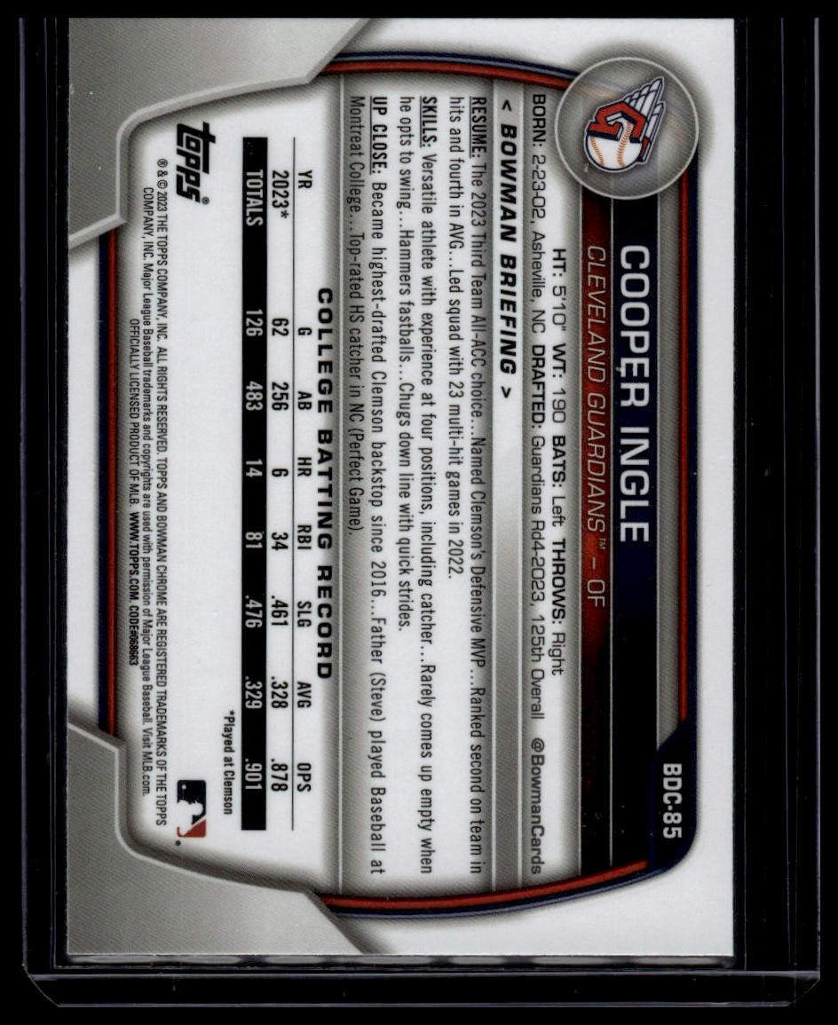 2023 Bowman Draft #BDC-85 Cooper Ingle Chrome