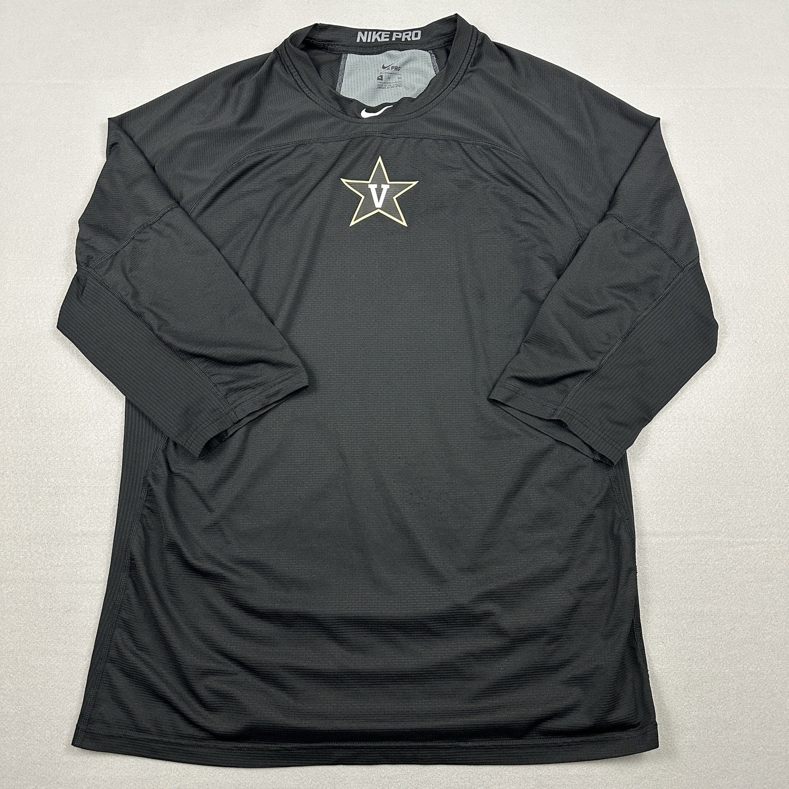 Vanderbilt Shirt Men Extra Large Black Solid Nike Pro Pullover Training NCAA XL