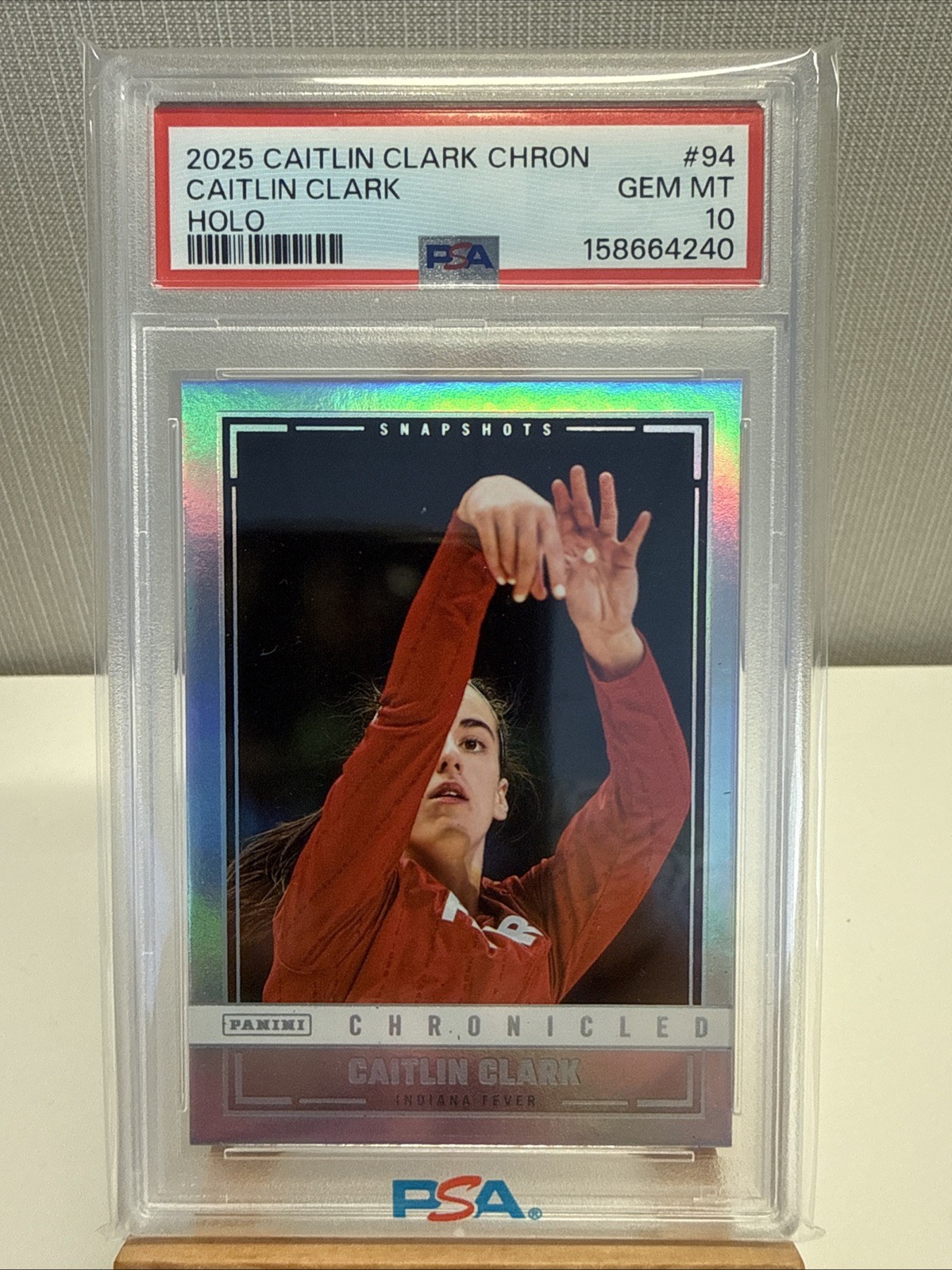 2025 PANINI CAITLIN CLARK CHRONICLED #94 SNAPSHOTS SILVER HOLO MINT PSA 10