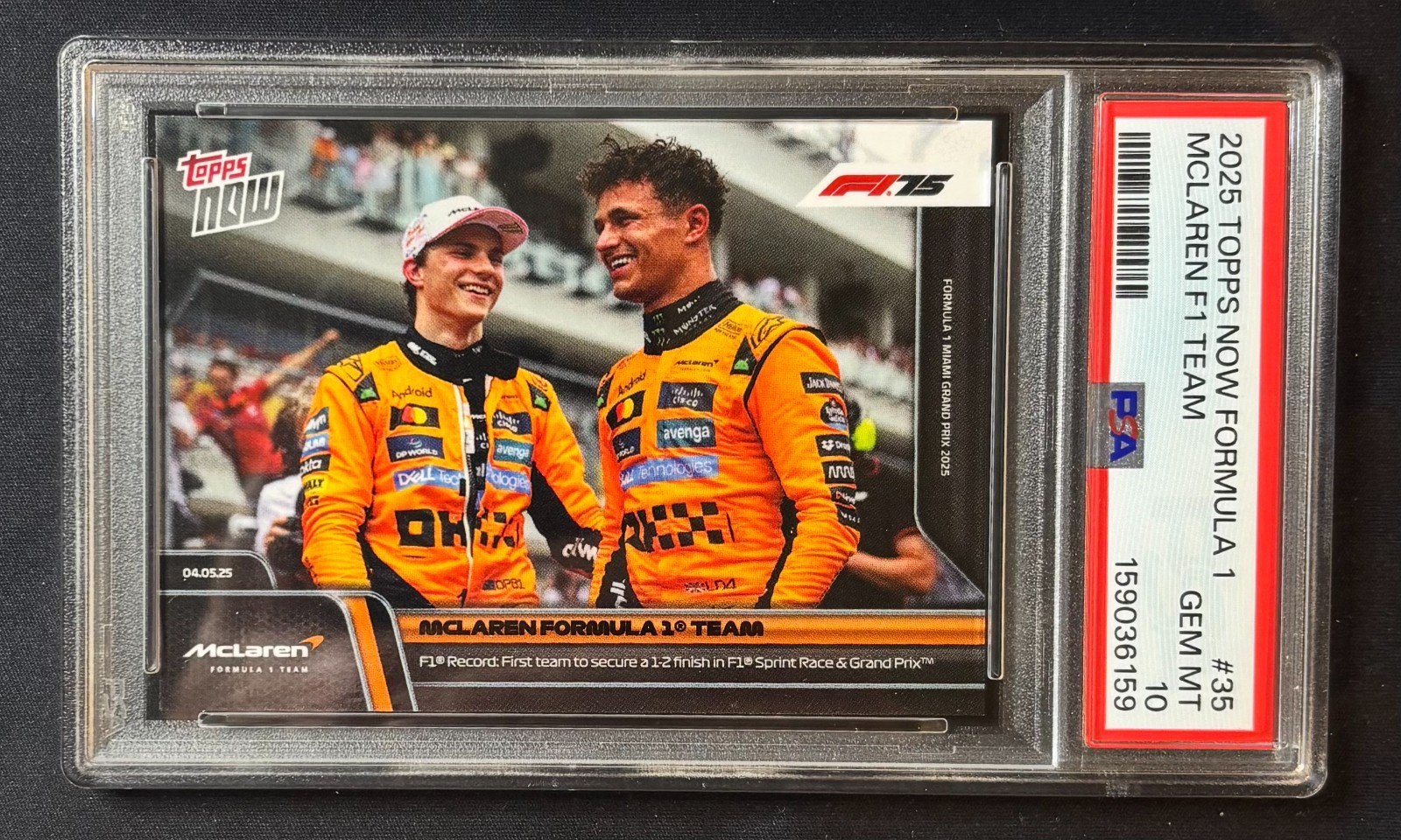 2025 Topps NOW F1 McLaren Formula 1 Team 1-2 finish Sprint & GP #35 PSA 10