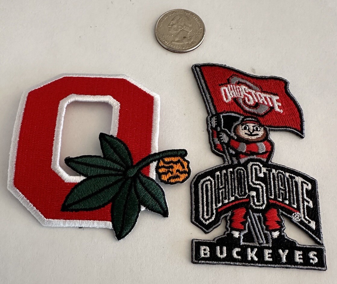 (2) OSU The Ohio State Vintage Embroidered Iron On Patches 3”x 3” & 3.5”x 2”