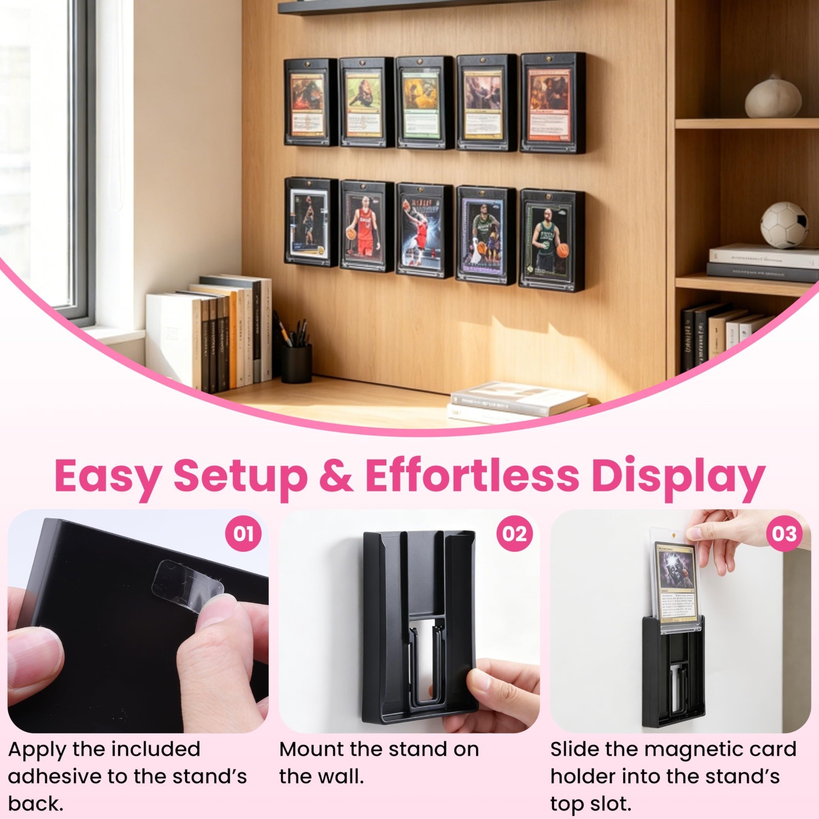 10 Pcs Magnetic Card Display Case – Wall Mount & Tabletop Stand for Trading Card