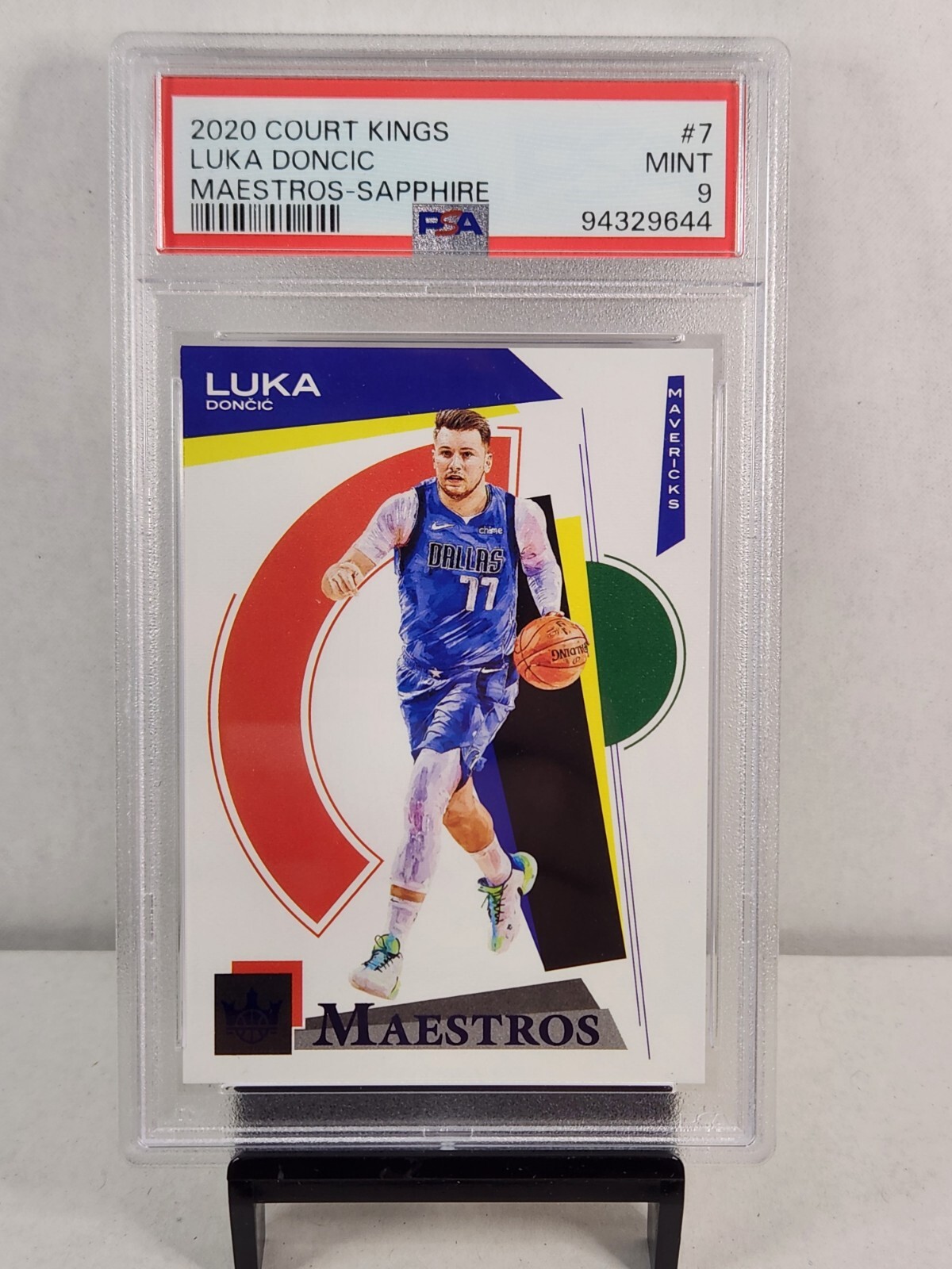 2020 Panini Court Kings 7 Luka Doncic Maestros-Sapphire /25 PSA Mint 9 Mavericks