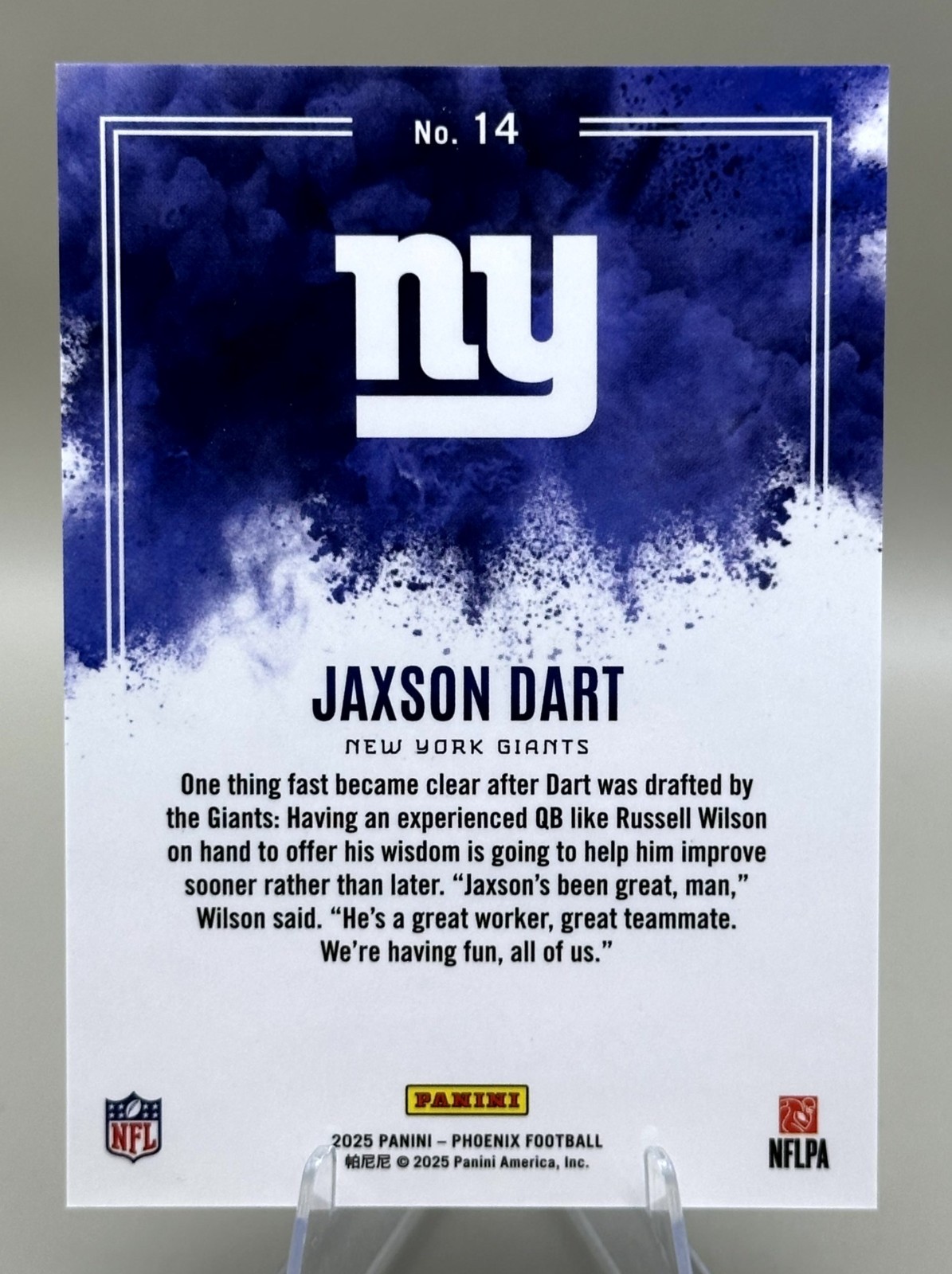 ‼️2025 Panini Phoenix Color Blast Jaxson Dart RC New York Giants Case Hit